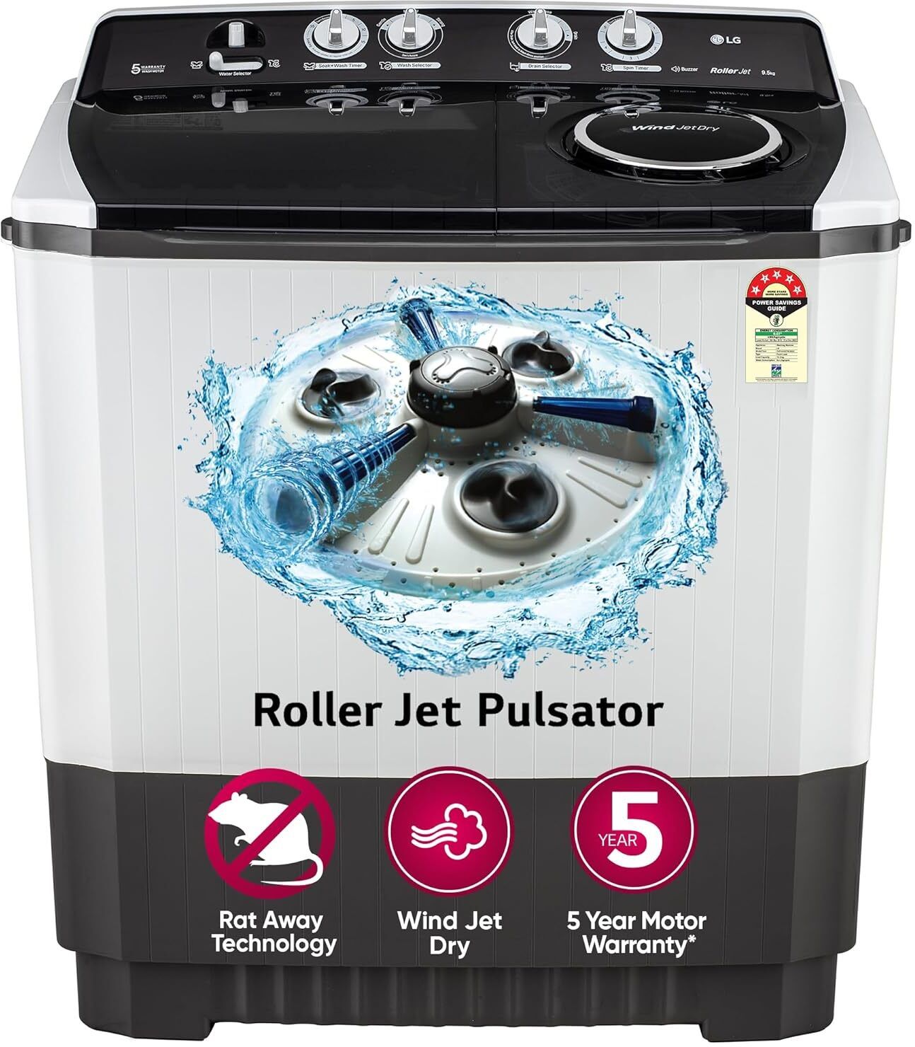 lg 9.5 kg Semi Automatic Top Load Grey, White-picture-38