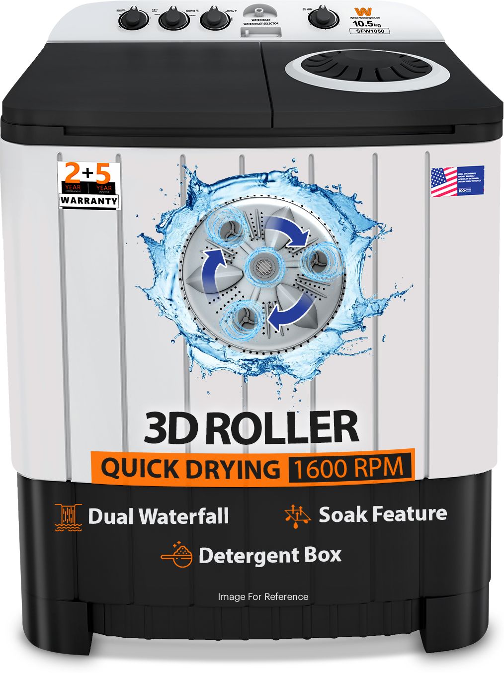 white westinghouse (trademark by electrolux) 10.5 kg Semi Automatic Top Load Black, White-picture-33