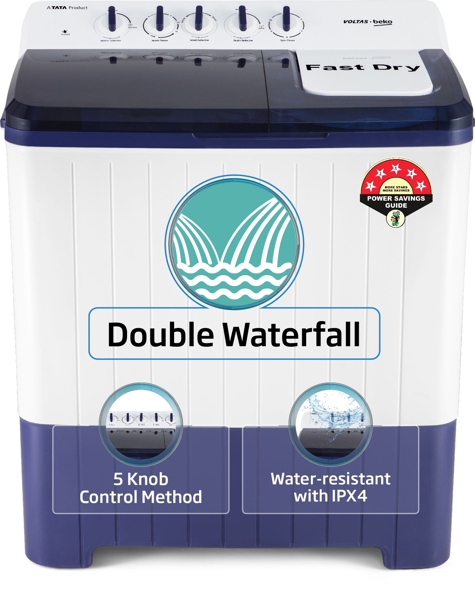 10 kg Semi Automatic Top Load Blue, White