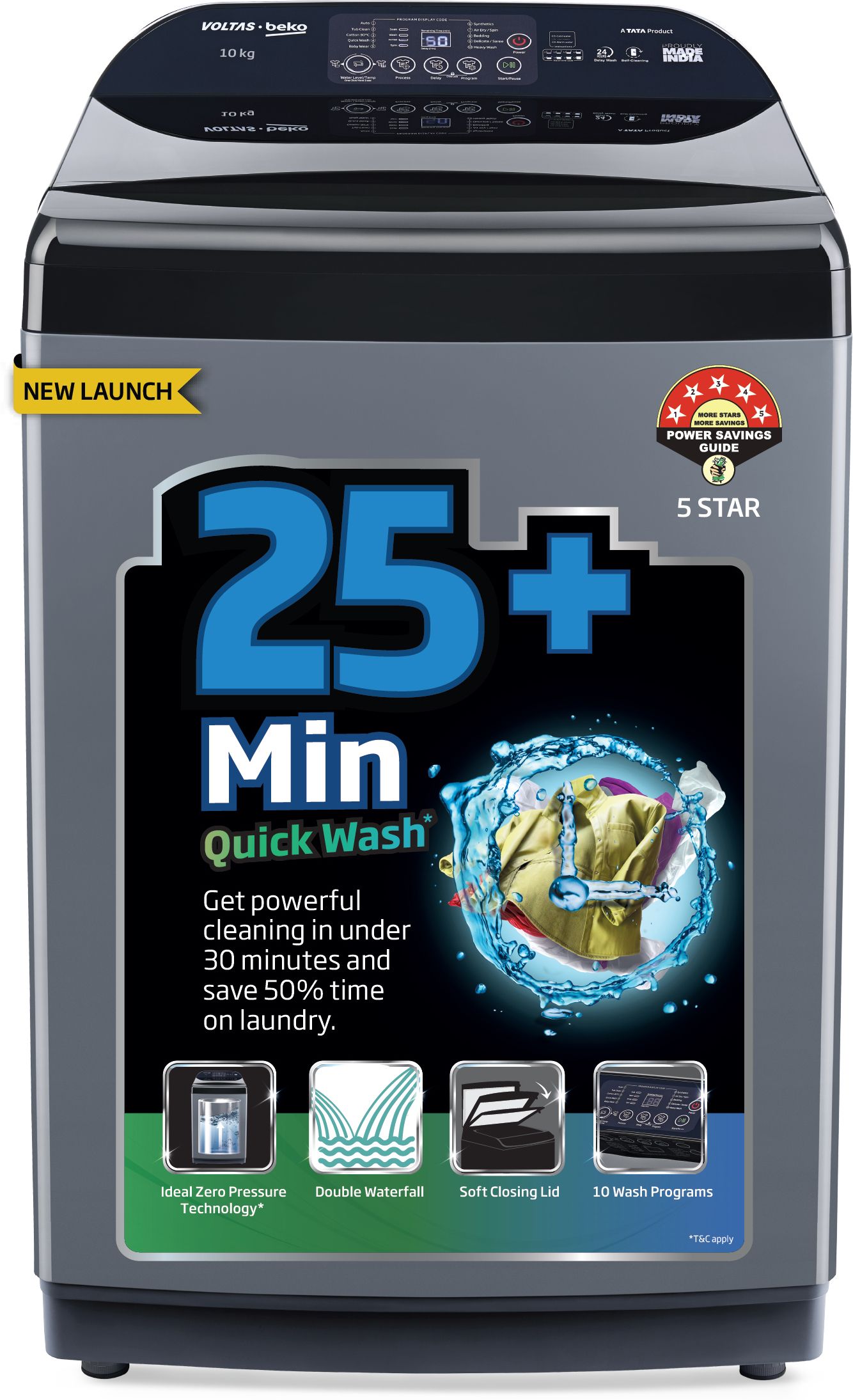 10 kg Fully Automatic Top Load Black, Grey