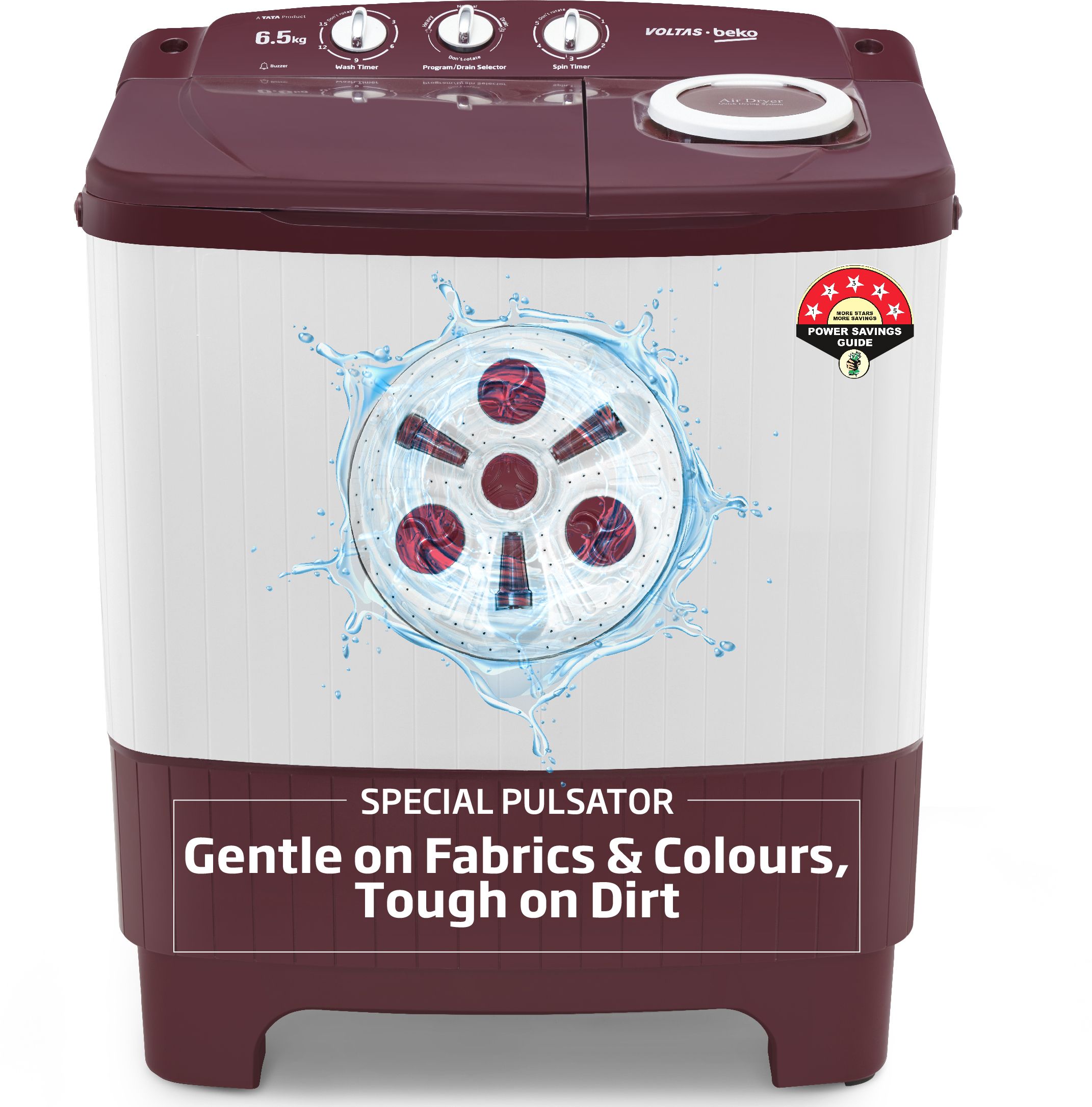 6.5 kg Semi Automatic Top Load Maroon, White