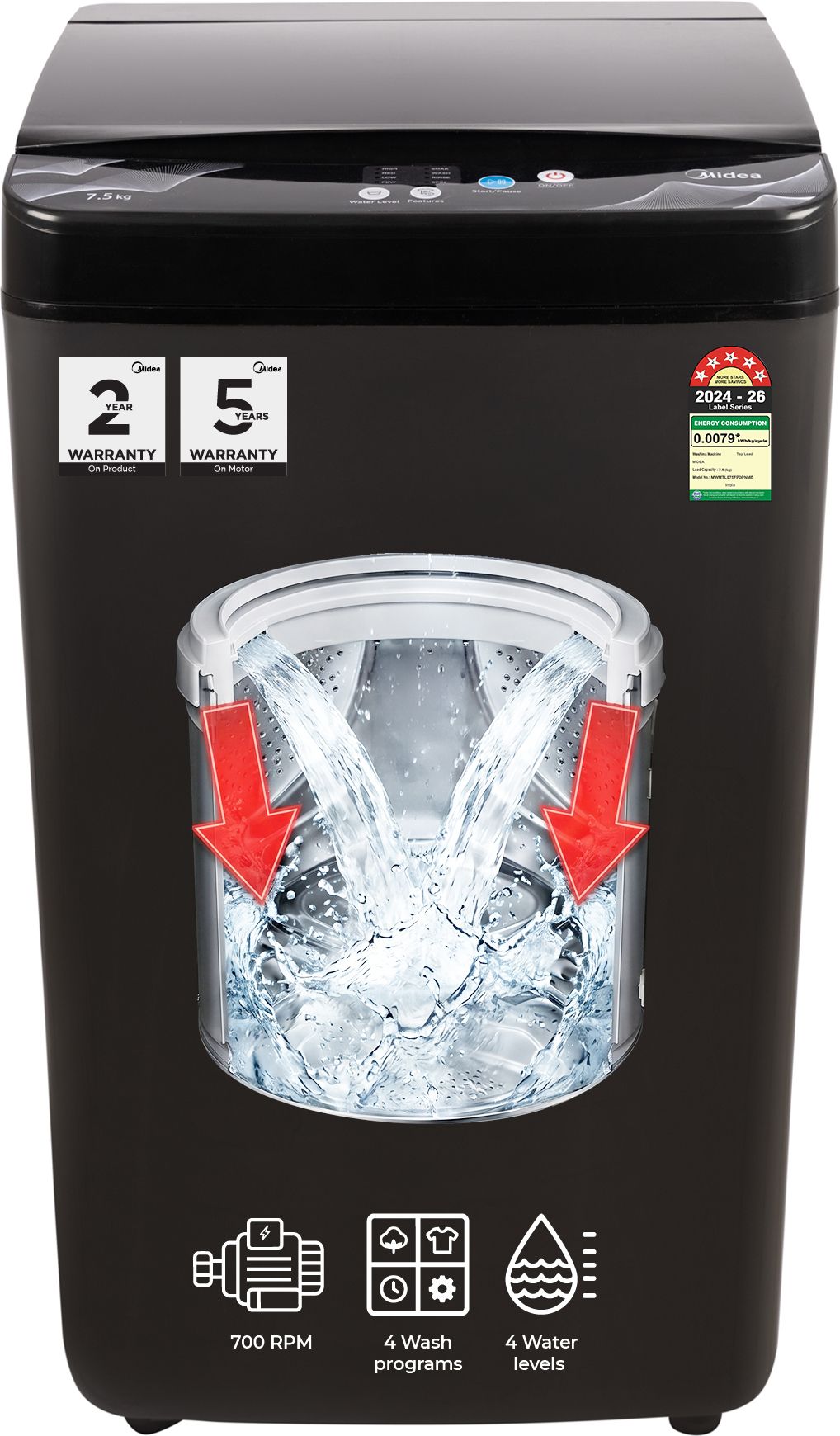 midea 7.5 kg Fully Automatic Top Load Black-picture-19