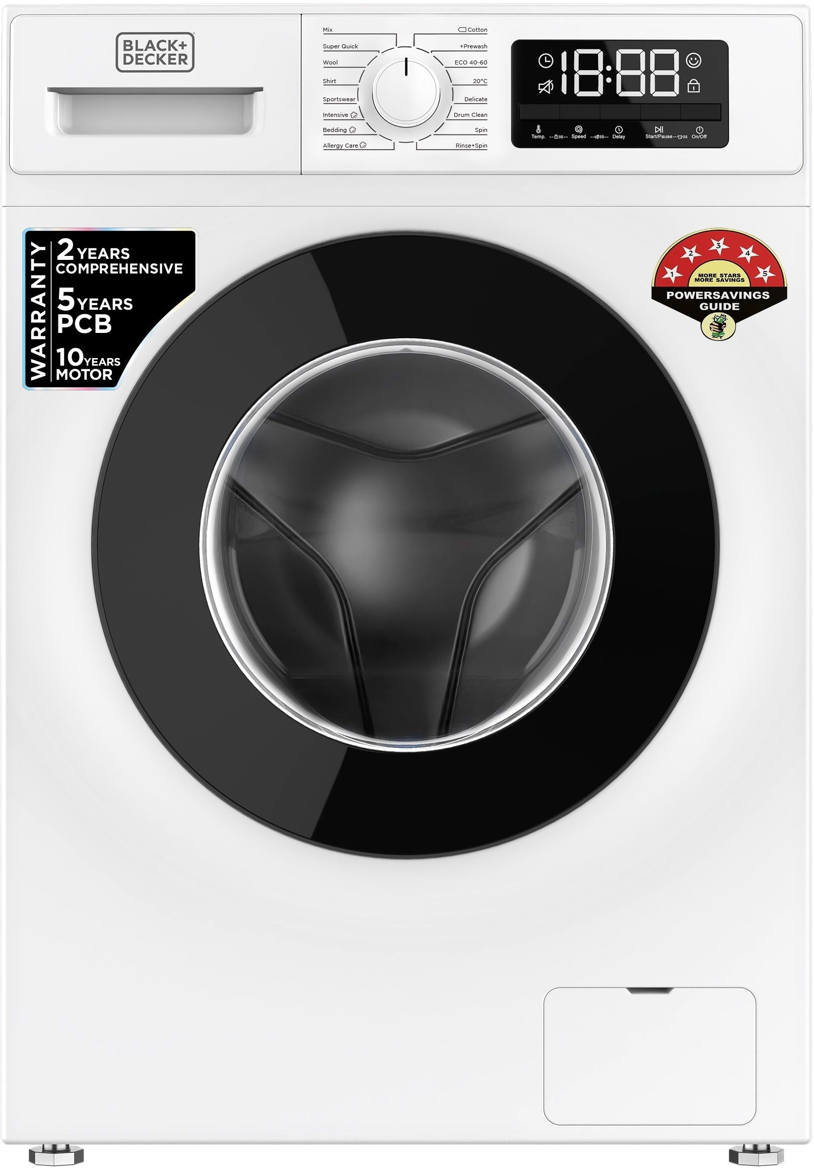 black+decker 8 kg Fully Automatic Front Load with In-built Heater Black, White-picture-14