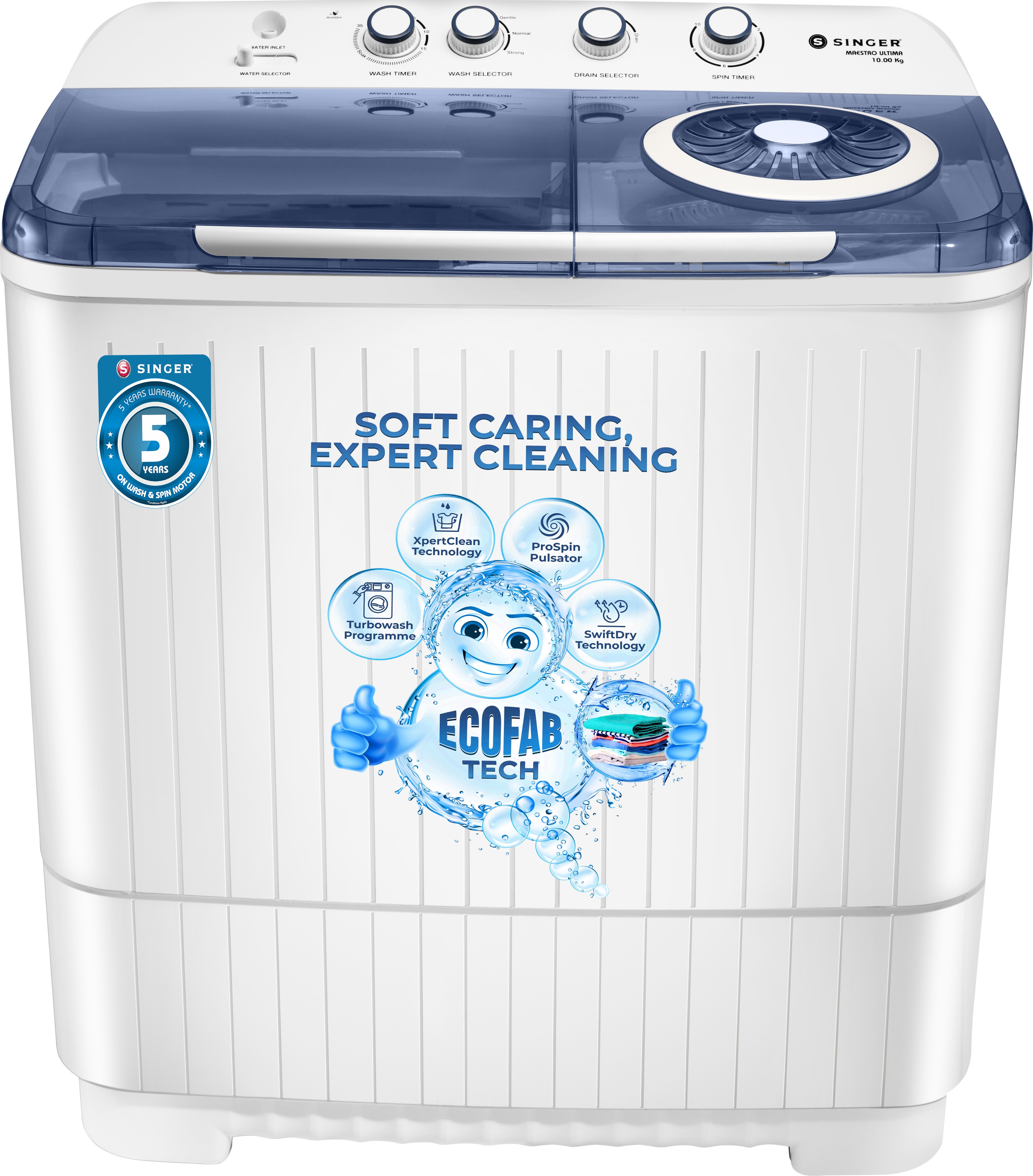 10 kg Semi Automatic Top Load White, Blue-image-30
