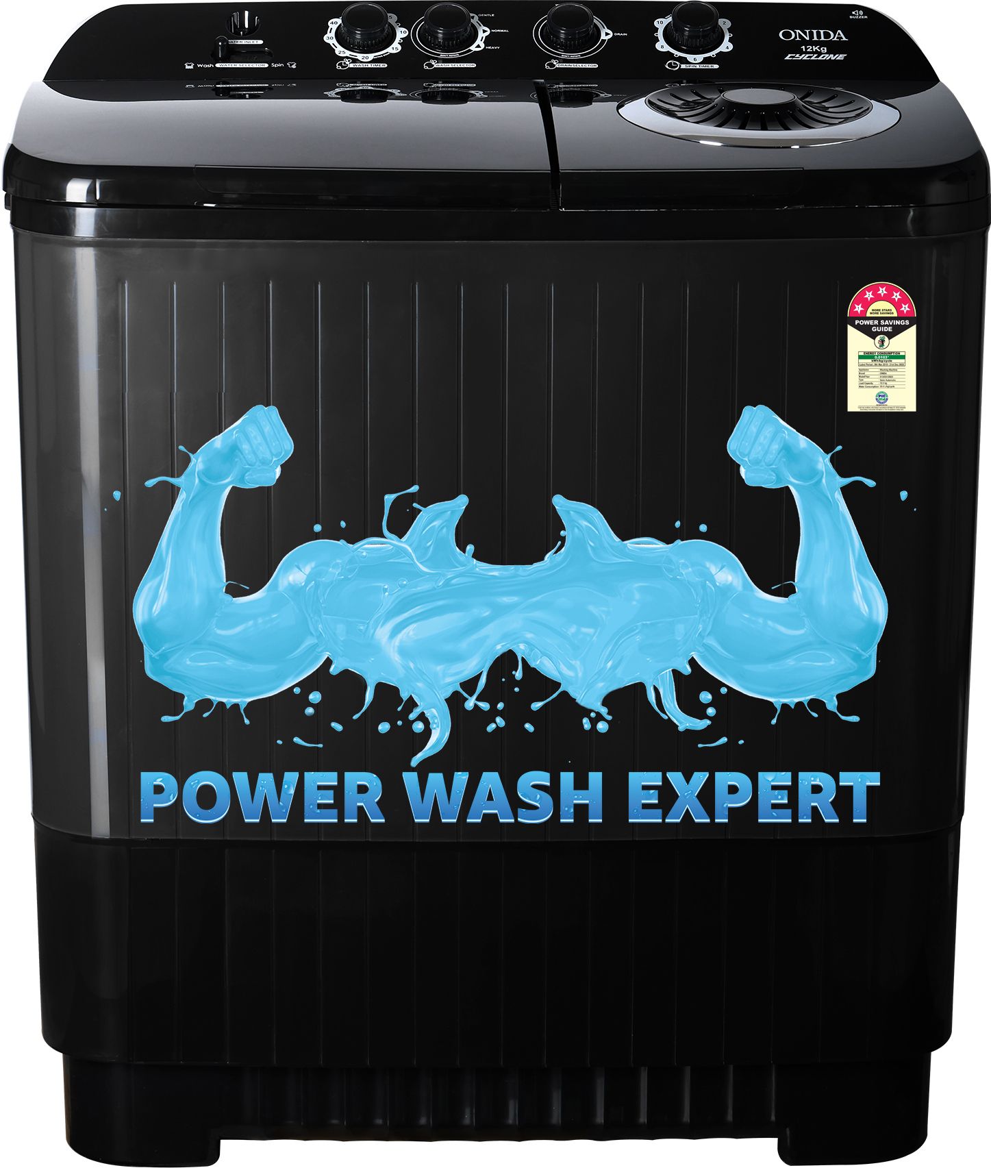 onida 12 kg 5 star Semi Automatic Top Load Black, Grey-picture-23