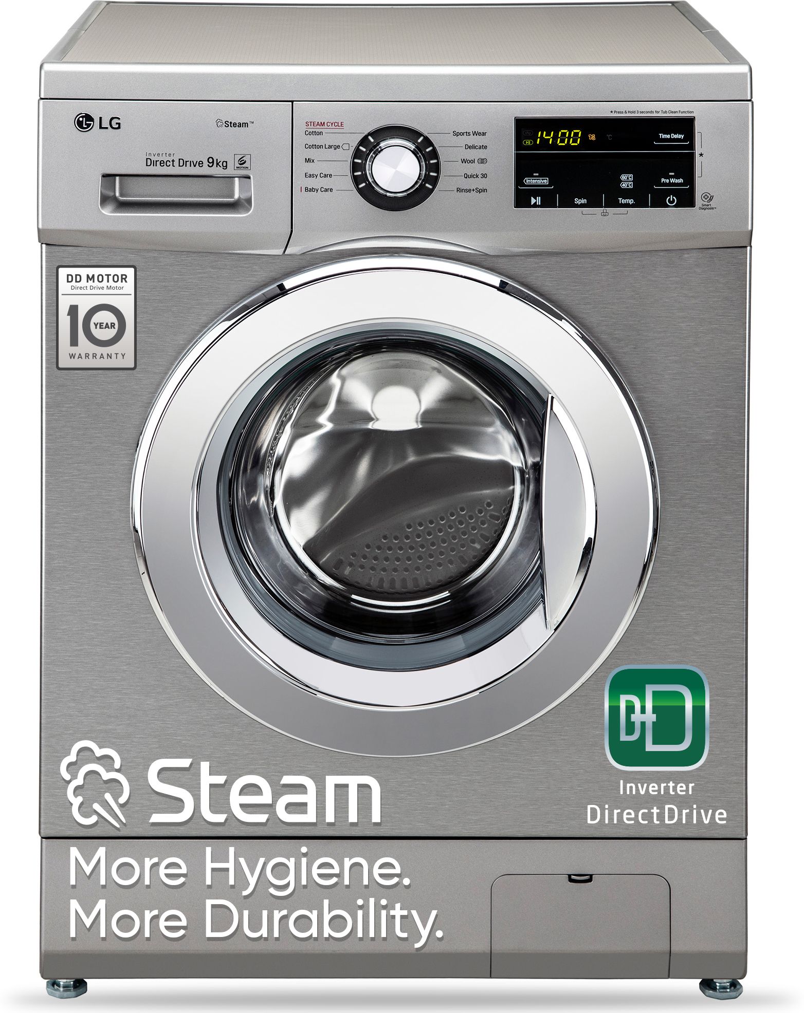 lg 9 kg with Steam,inverter , Smart Diagnosis Fully Automatic Front Load with In-built Heater Grey, Silver-picture-14