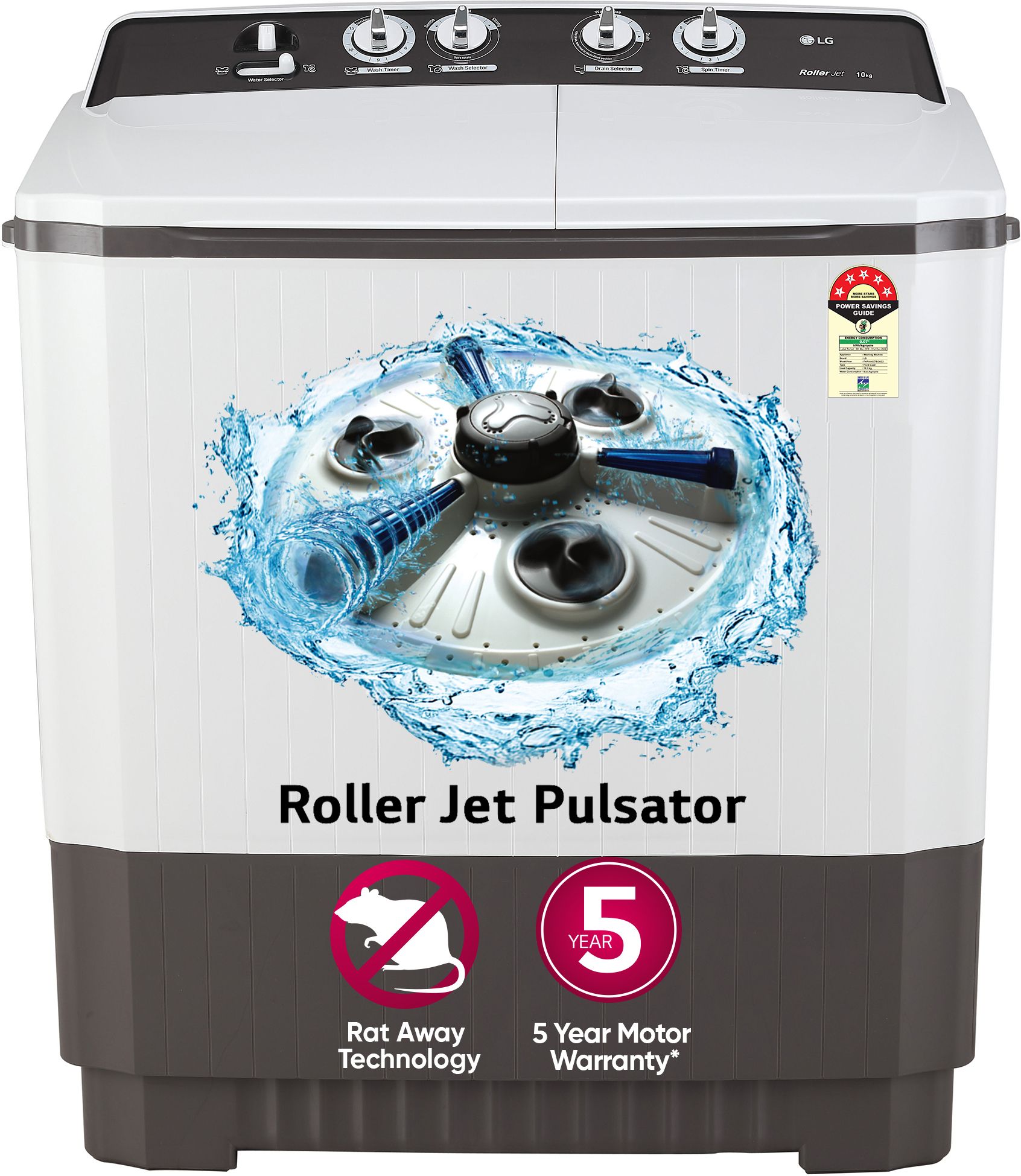 lg 10 kg 5 Star Semi Automatic Top Load Grey, White-picture-33