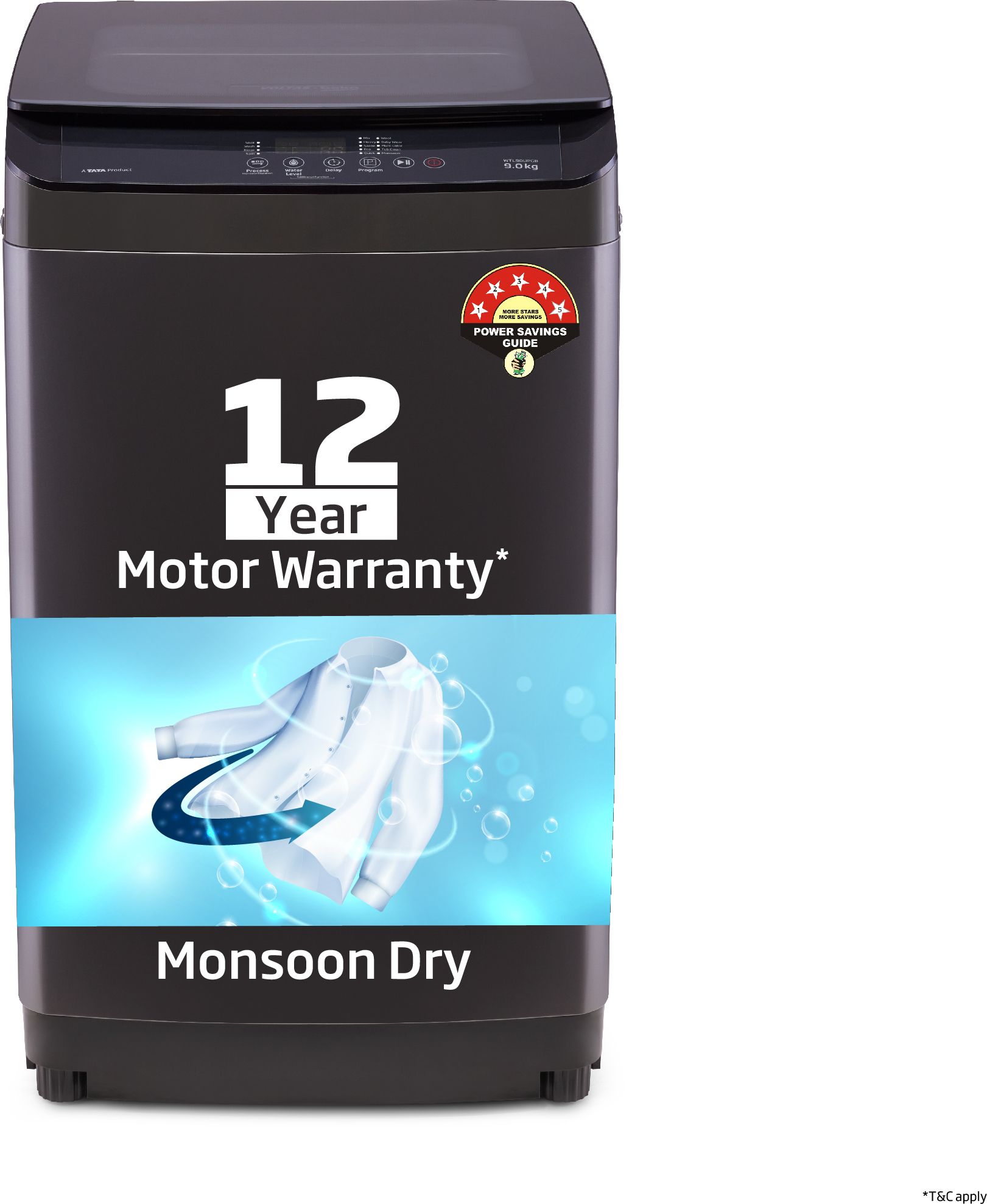 voltas beko by a tata product 9 kg with Double waterfall, Multiple Wash Program, Waterproof IPX4 panel and Monsoon Dry option Fully Automatic Top Load Black, Grey-picture-28