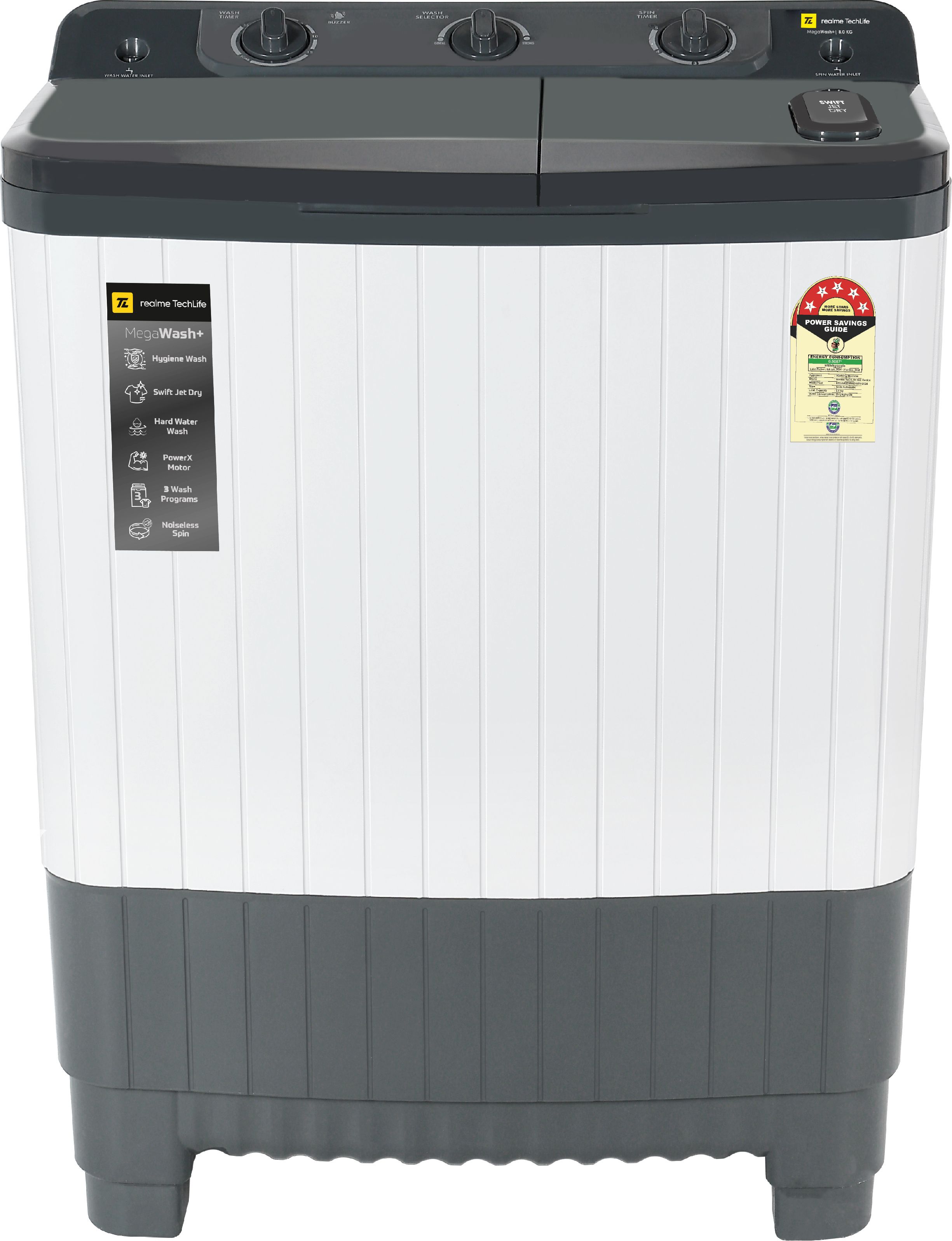realme techlife 8 kg Semi Automatic Top Load Grey, White-picture-30