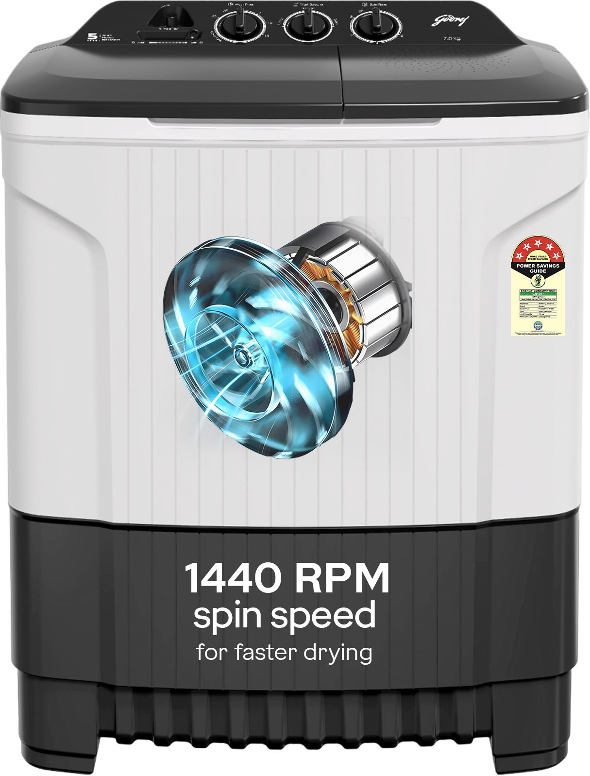 7.5 kg 5 Star With Rain Shower Spin Washing Machine Semi Automatic Top Load Grey, White-image-34