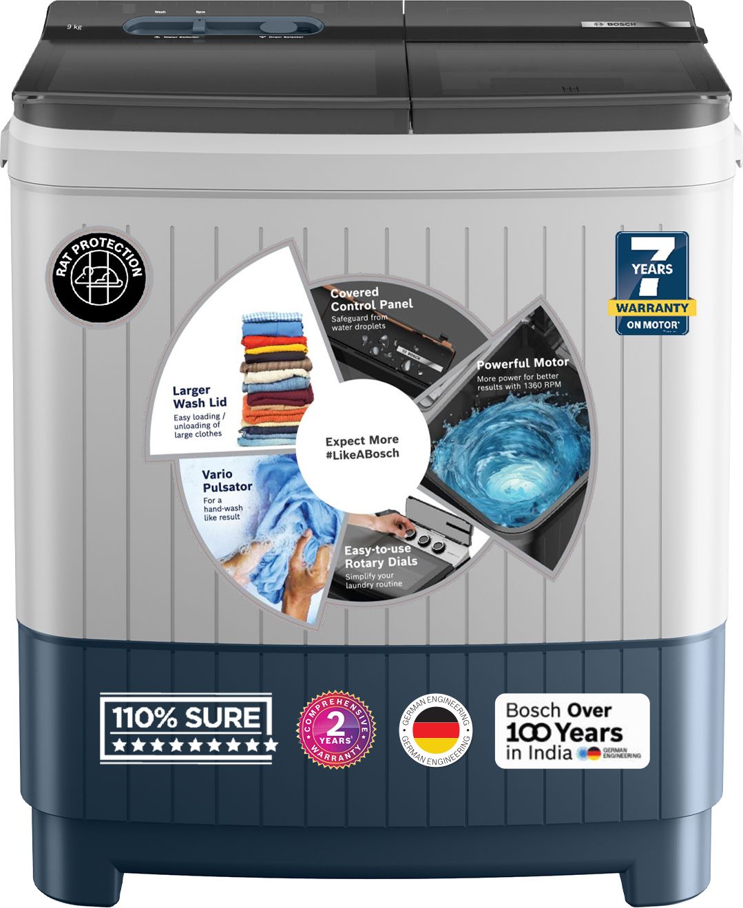 bosch 9 kg 5 Star with 1360 High RPM Spin Motor Semi Automatic Top Load Multicolor-picture-27