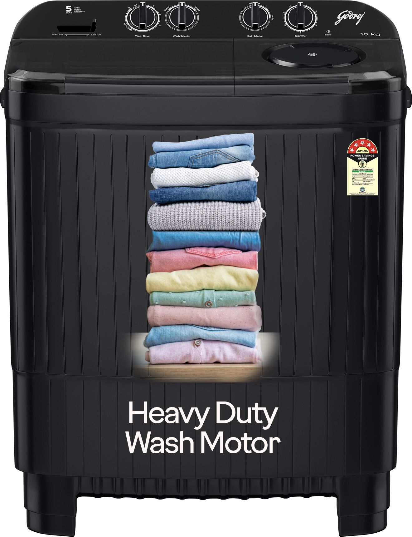 10 kg 5 Star Aquajet Pulsator, Drying at 1400 RPM Speed, Spin Shower, Semi Automatic Top Load Black-image-19