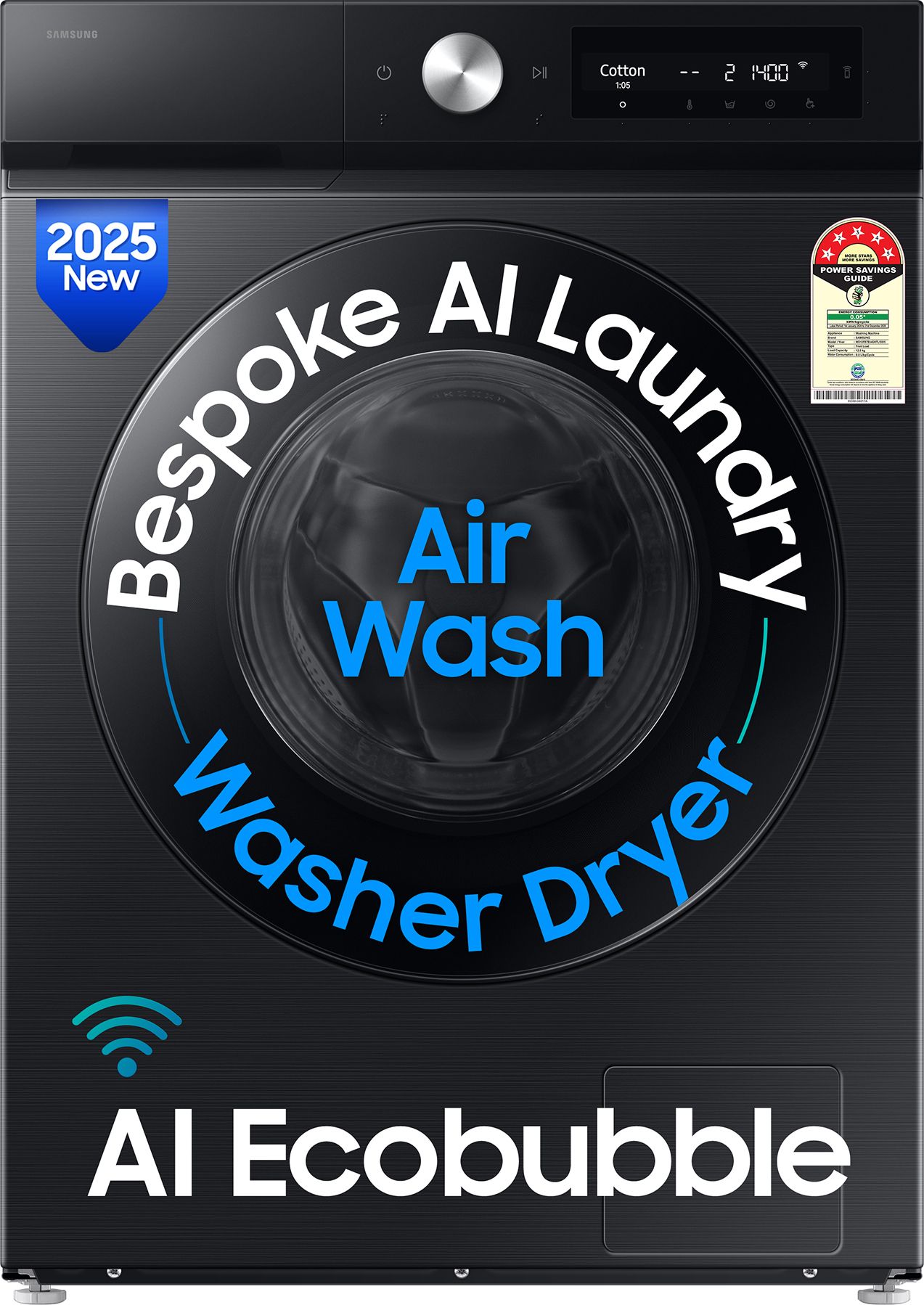 samsung 12/7 kg 5 Star, AI EcoBubble, AI Control, AI Energy Mode, Air Wash, Super Speed, Hygiene Steam, Wi-Fi, Digital Inverter Washer with Dryer with In-built Heater Black-picture-10