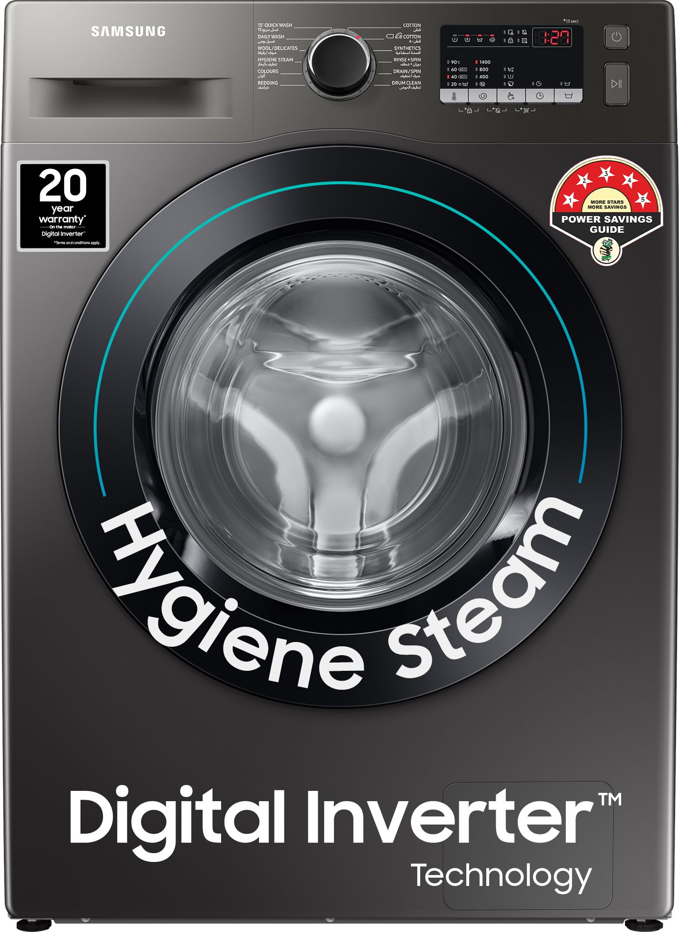 9 kg 5 Star, Digital Inverter Motor, Hygiene Steam, Fully Automatic Front Load Black-image-11