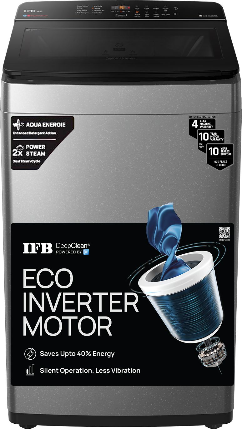 ifb 7.5 kg 5 Star AI Powered Deepclean Technology with Eco Inverter, Power Steam, Inbuilt Heater, Activmix Fully Automatic Top Load with In-built Heater Silver-picture-23