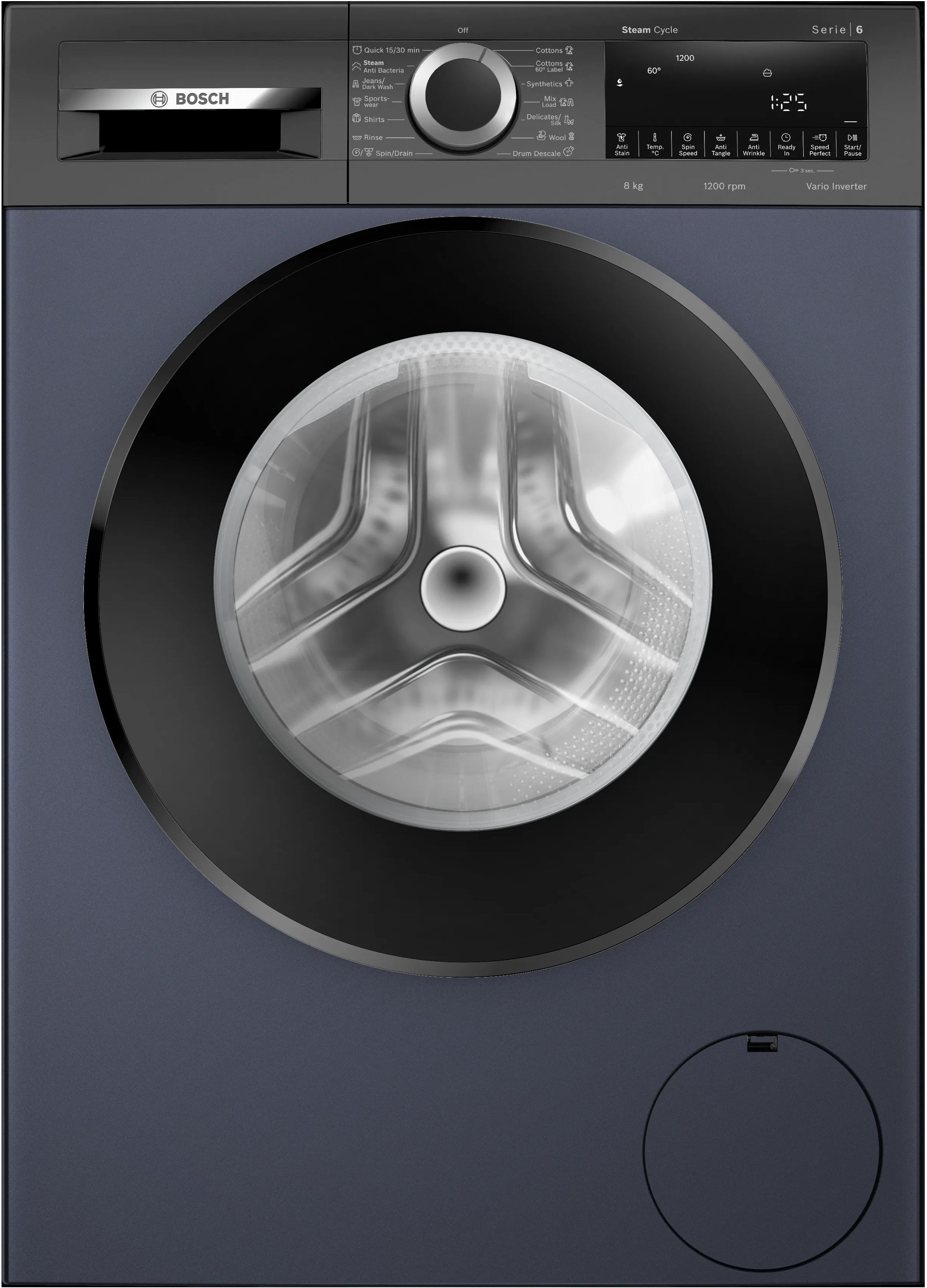8 kg fully automatic front load with in-built heater blue