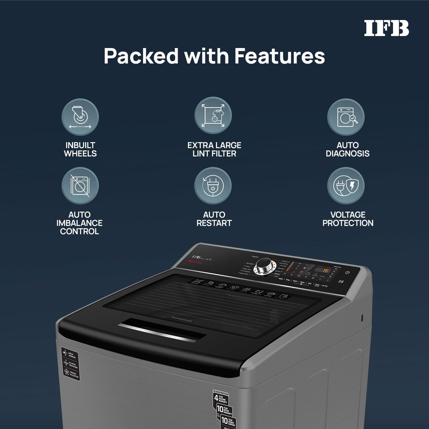 ifb 11 kg Fully Automatic Top Load with In-built Heater Black-picture-22