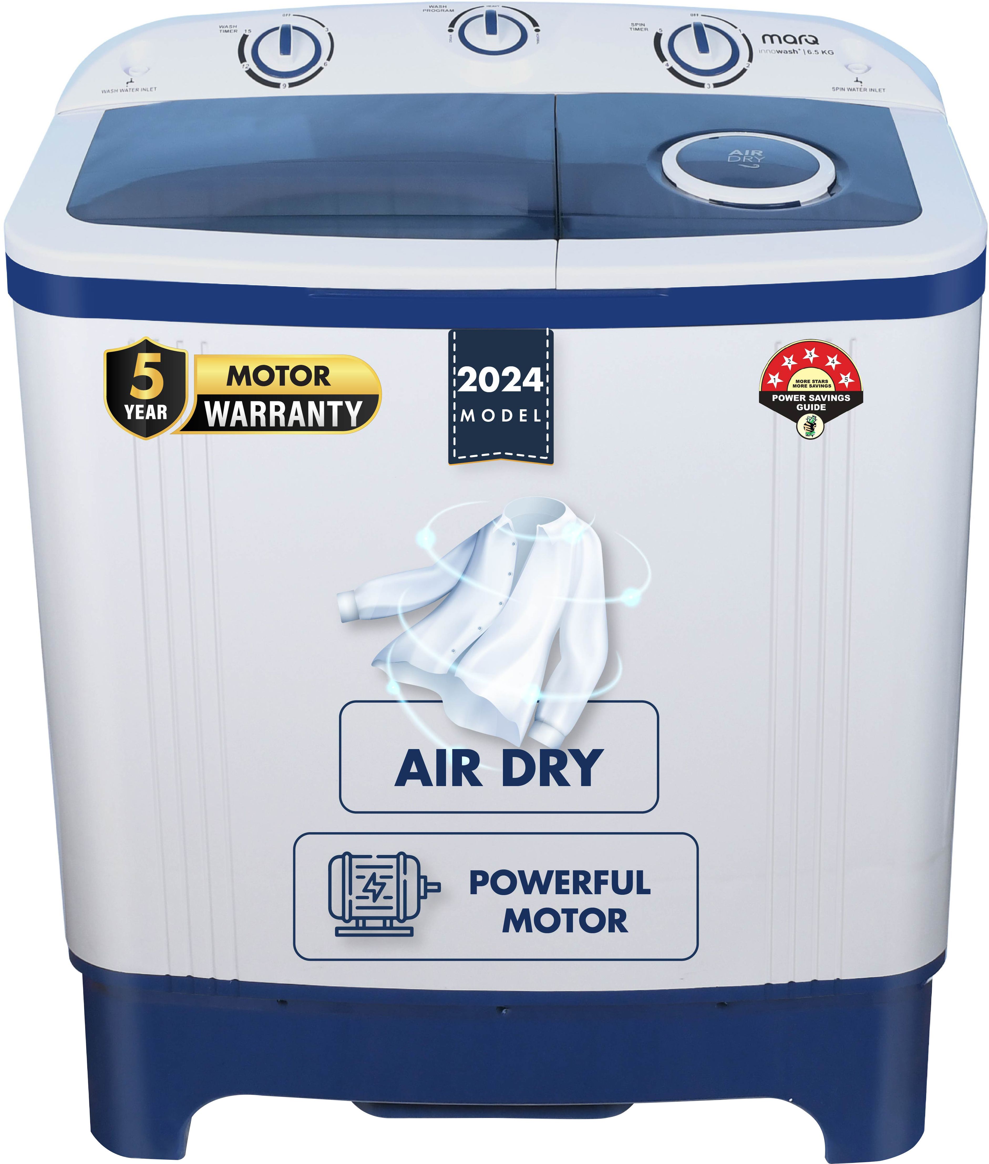 marq by flipkart 6.5 kg 5 Star Rating Innowash Range Semi Automatic Top Load Blue, White-picture-19