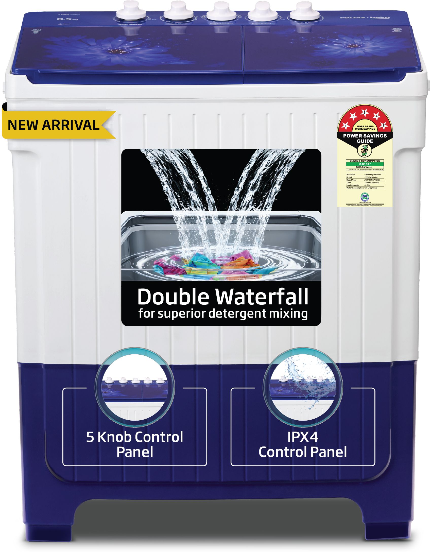 voltas beko by a tata product 8.5 kg 5 Star Semi Automatic Top Load Blue-picture-12