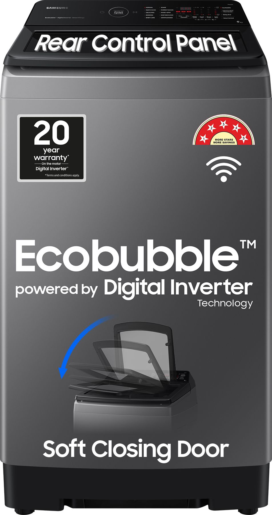 9 kg 5 star, Ecobubble, Wi-Fi, Digital Inverter, Fully Automatic Top Load Grey-image-40