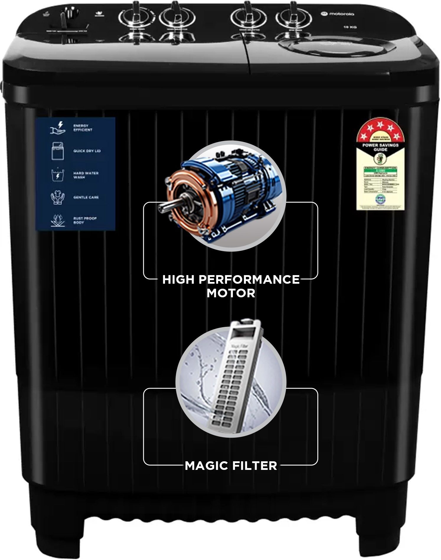 10 kg 5 star rating Midnight Series Semi Automatic Top Load Black-image-10