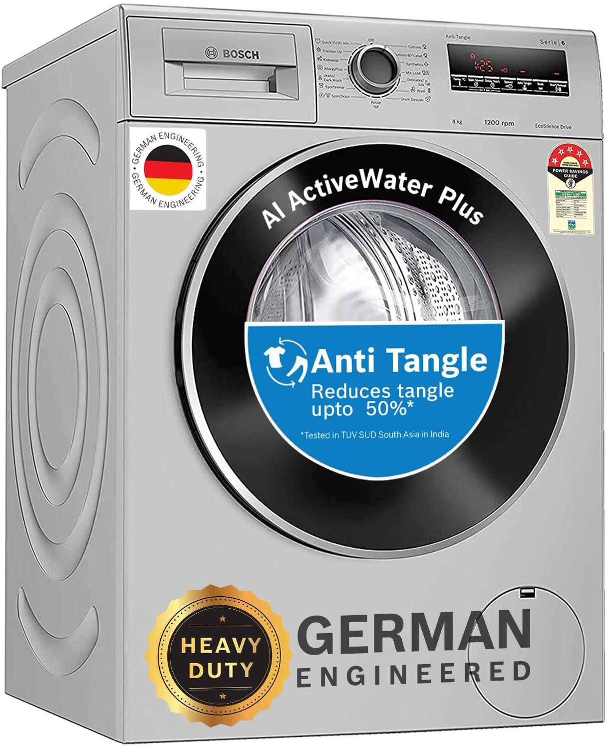 bosch 8 kg AntiTangle,AntiVibration,1200RPM Fully Automatic Front Load with In-built Heater Silver-picture-14