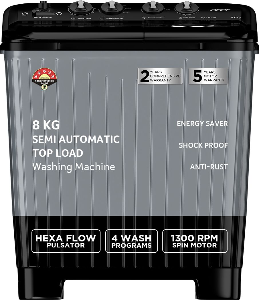 8 kg Semi Automatic Top Load Grey-image-42