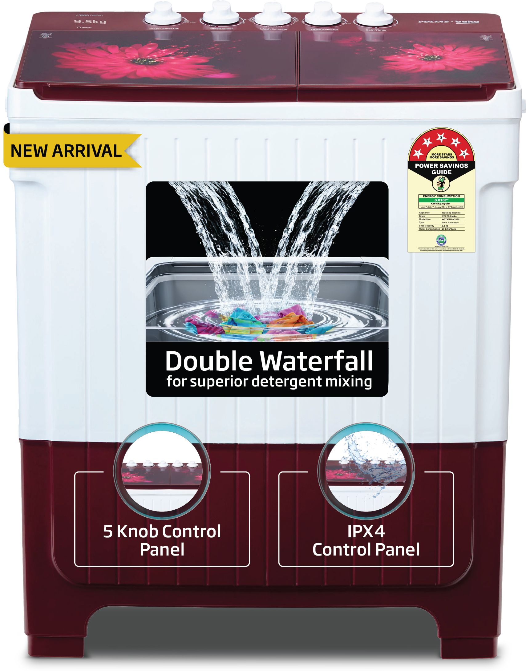 voltas beko by a tata product 9.5 kg 5 Star Semi Automatic Top Load Multicolor-picture-11