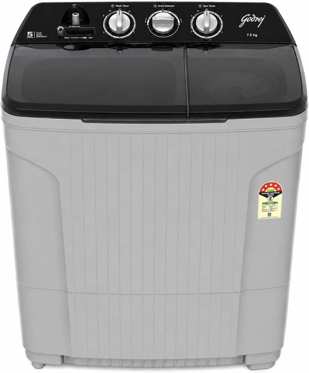 7.5 kg Semi Automatic Top Load Black, Grey-image-35