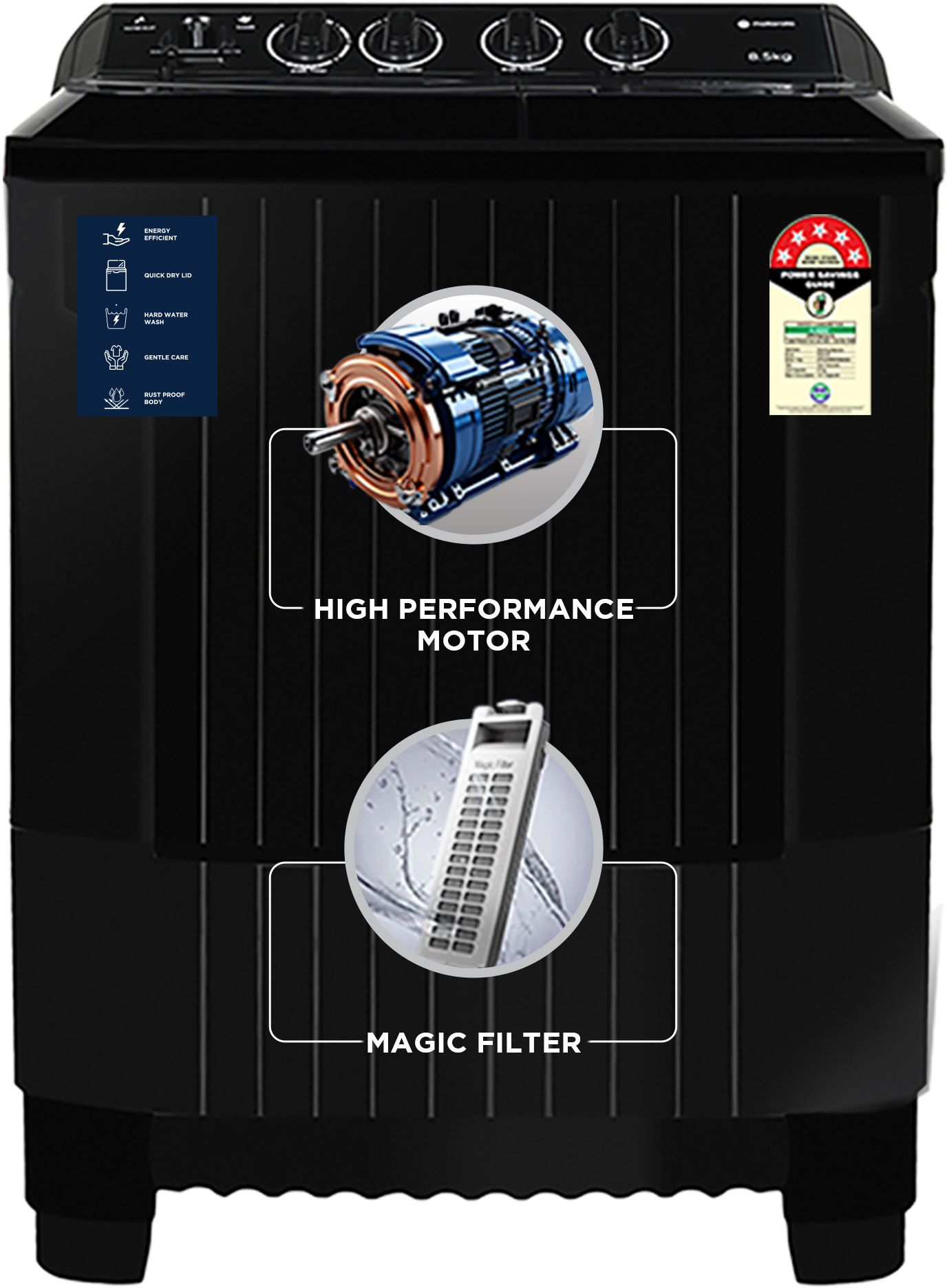 motorola 8.5 kg 5 star rating Midnight Series Semi Automatic Top Load Black-picture-13