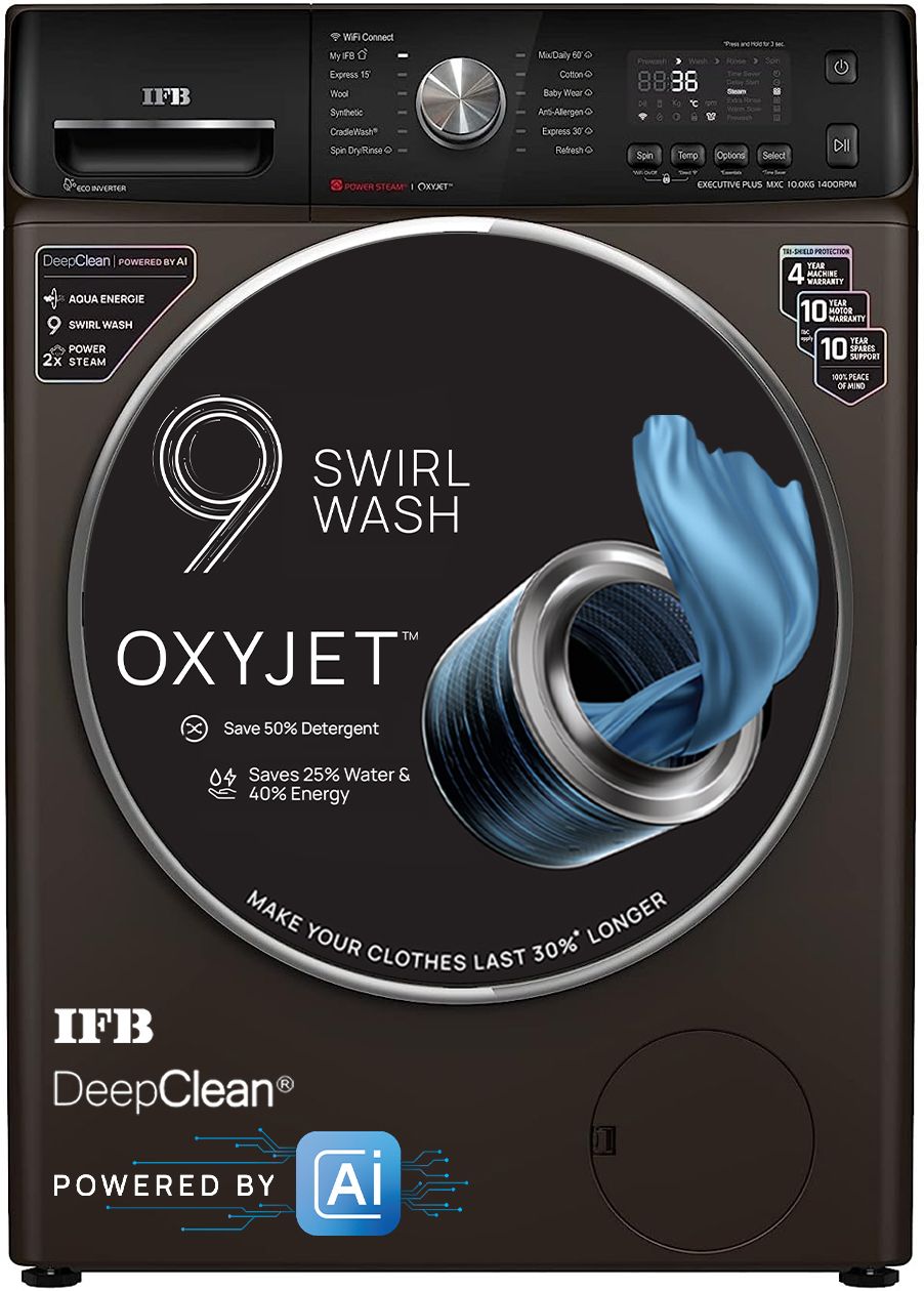 ifb 10 kg with Steam 5 Star AI Powered Eco Inverter with Wi-Fi EnabledOxyjet 9 Swirl Wash, Fully Automatic Front Load with In-built Heater Brown-picture-10