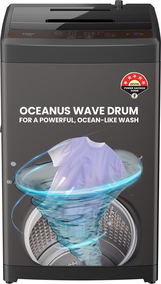 8 kg With Ultra Fresh Air Technology, Oceanus Wave Steel Drum, Balance Clean Pulsator, Custom Wash Cycles with 15 Mins Quick Wash, Magic Filter Fully Automatic Top Load Grey, Black