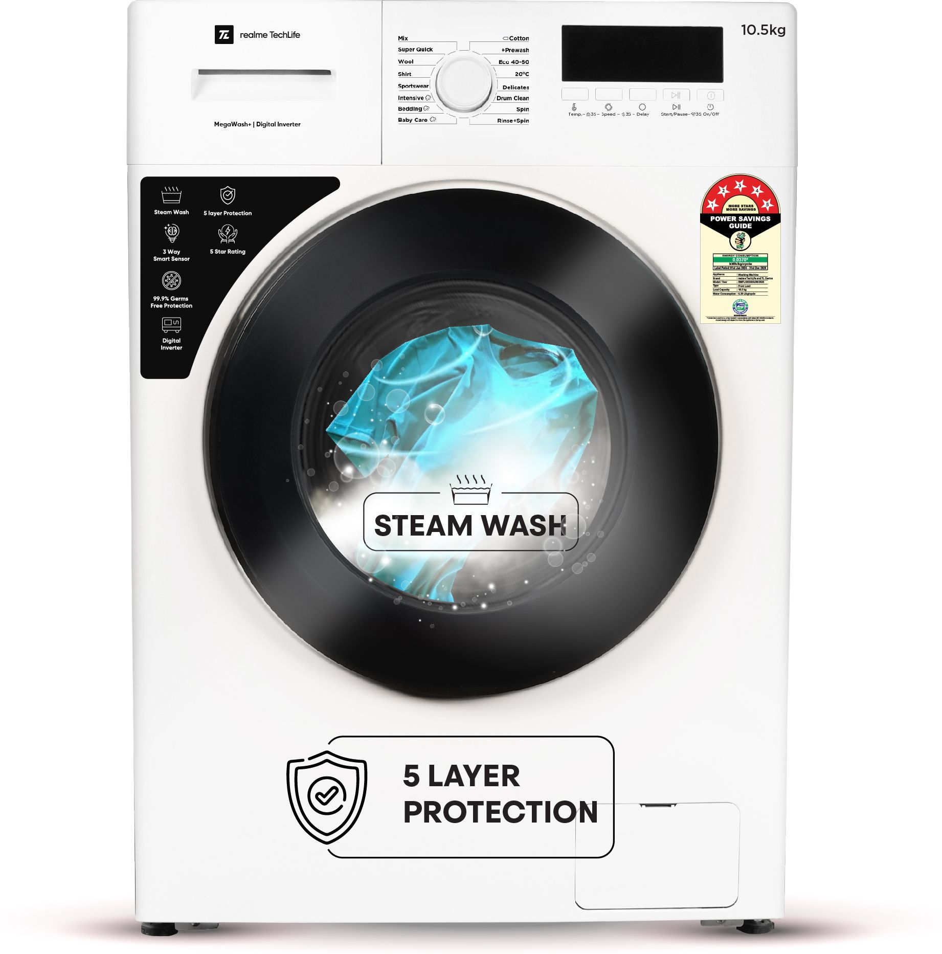 realme techlife 10.5 kg Fully Automatic Front Load with In-built Heater White-picture-23