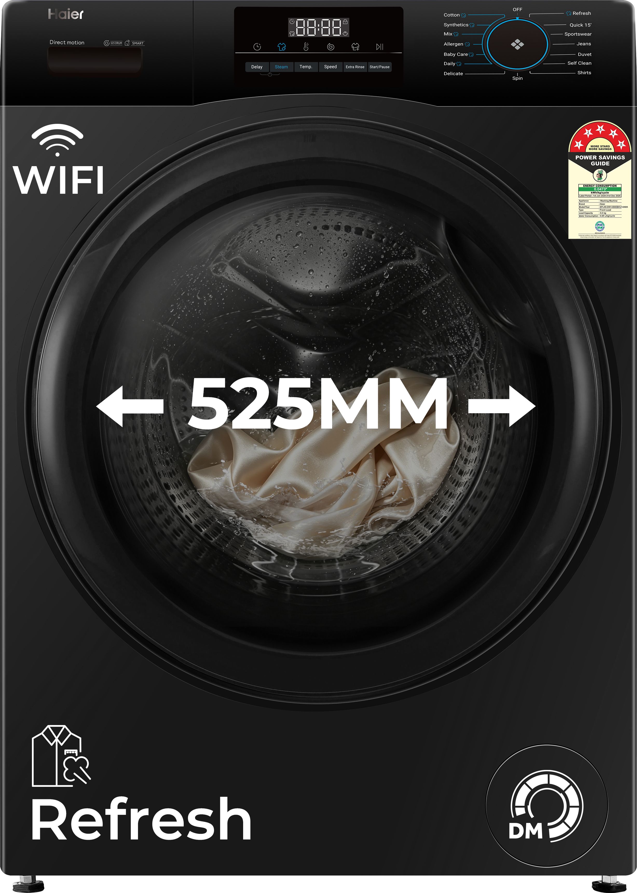 9 kg 5 Star, AI Smart LIFE+, Vibrant Touch Panel, Fabric Care with Stain Pro Technology, Hygienic Care, ABT, 525 mm Super Drum, Refresh, Direct Motion Motor, WiFi enabled Fully Automatic Front Load with In-built Heater Black-image-46