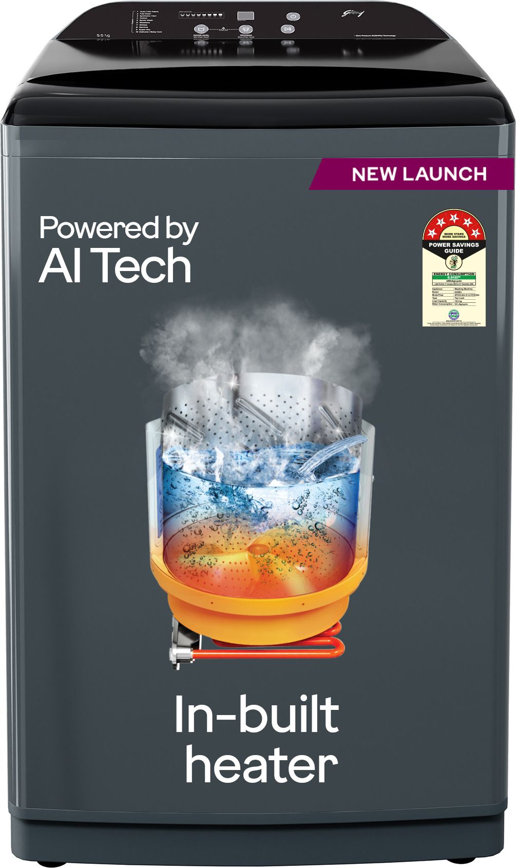 godrej 10 kg 5 Star With Zero Pressure (0.02 MPa) Technology Fully Automatic Top Load with In-built Heater Grey-picture-27