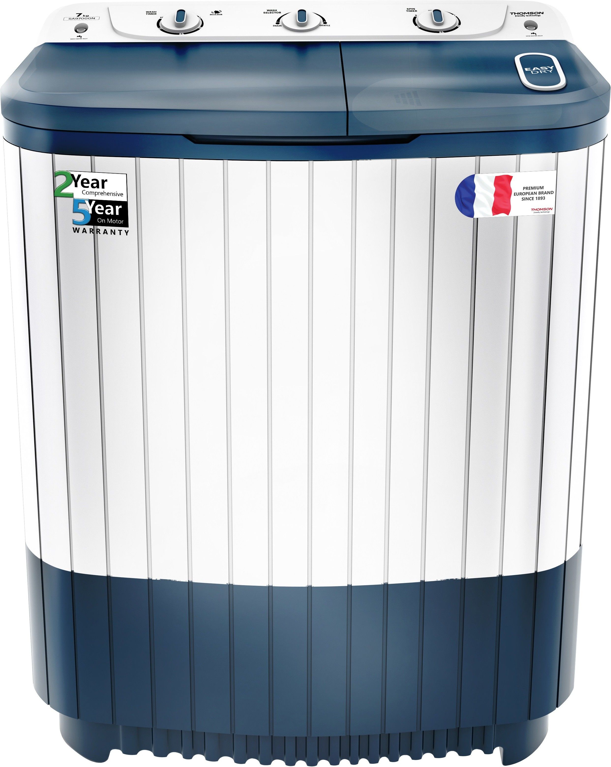 thomson 7 kg Semi Automatic Top Load Blue, White-picture-10