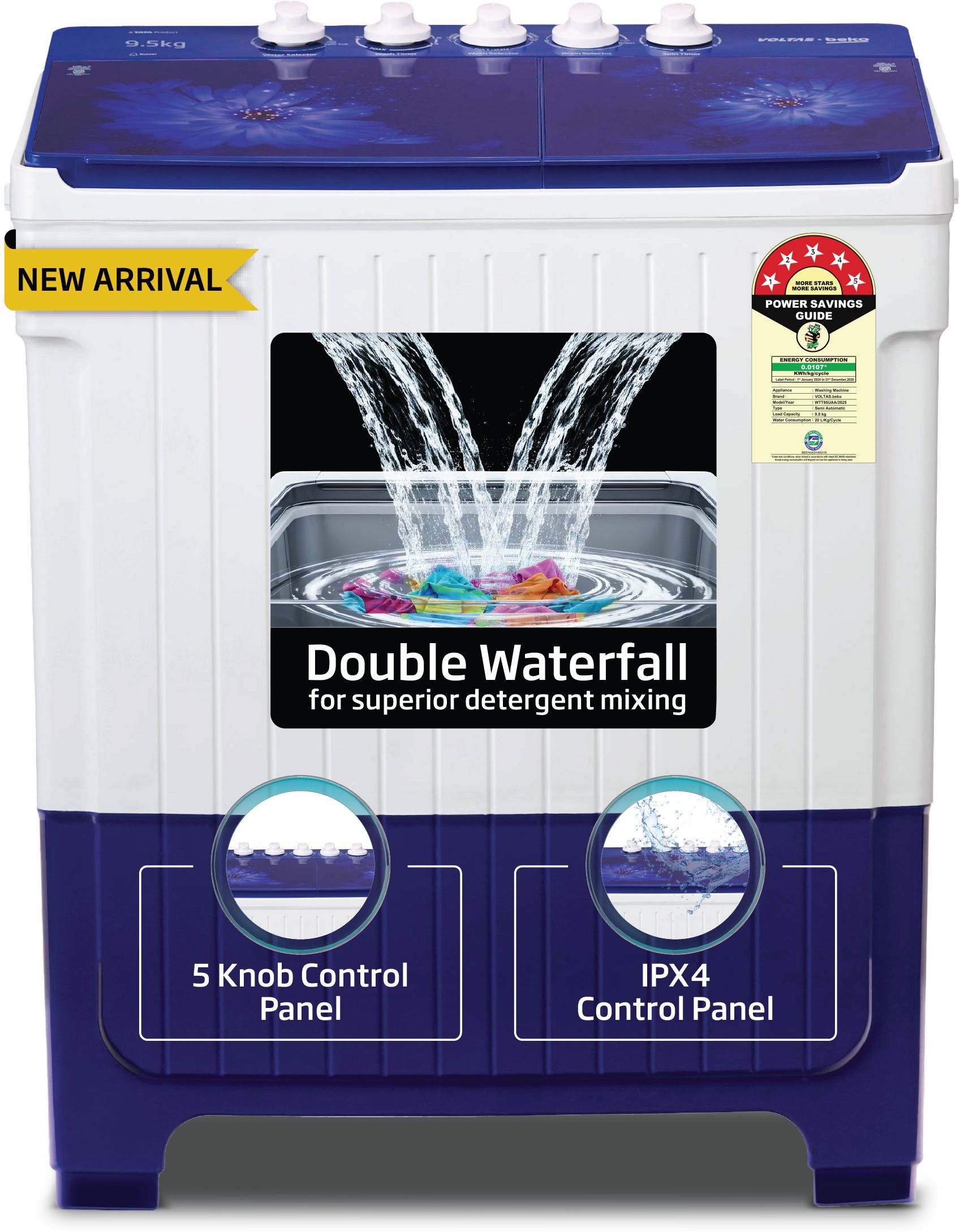 9.5 kg 5 Star Semi Automatic Top Load Blue-image-33
