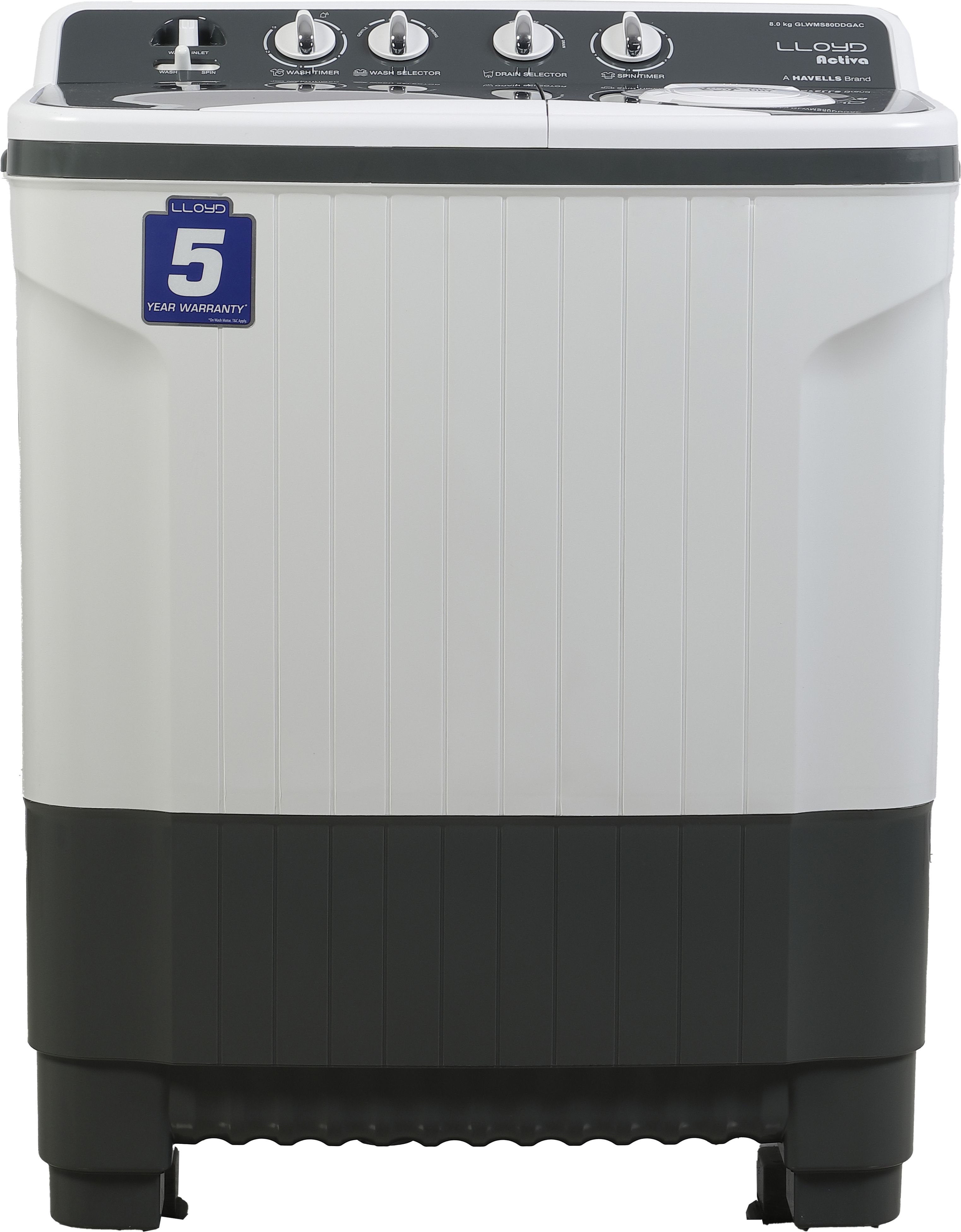 lloyd by havells 8 kg 1300 RPM, Soak Function, 3 Wash Programs, Swift Dry, Magic Filter Semi Automatic Top Load Grey, White-picture-15