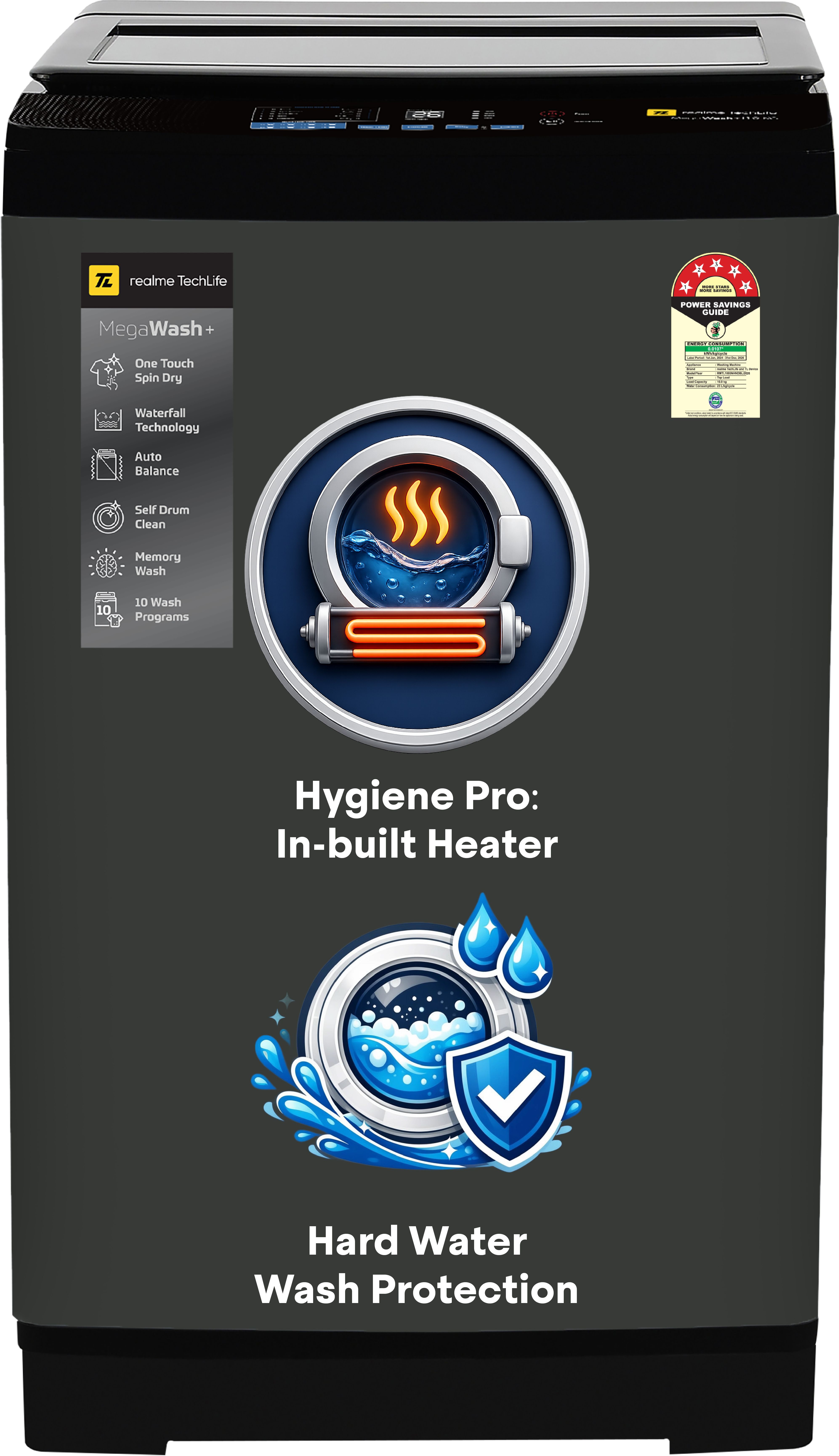 realme techlife 10 kg Fully Automatic Top Load with In-built Heater Grey-picture-13