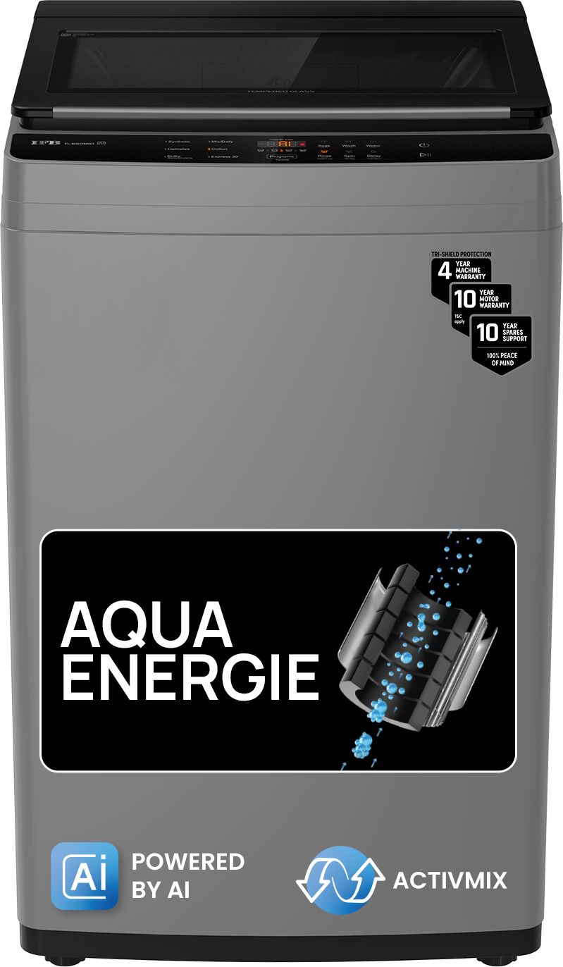 6.5 kg 5 Star with Deep Clean Technology, ActivMix, Powered by AI, with Aqua Energie, Soft Close Door, Fully Automatic Top Load Black, Grey