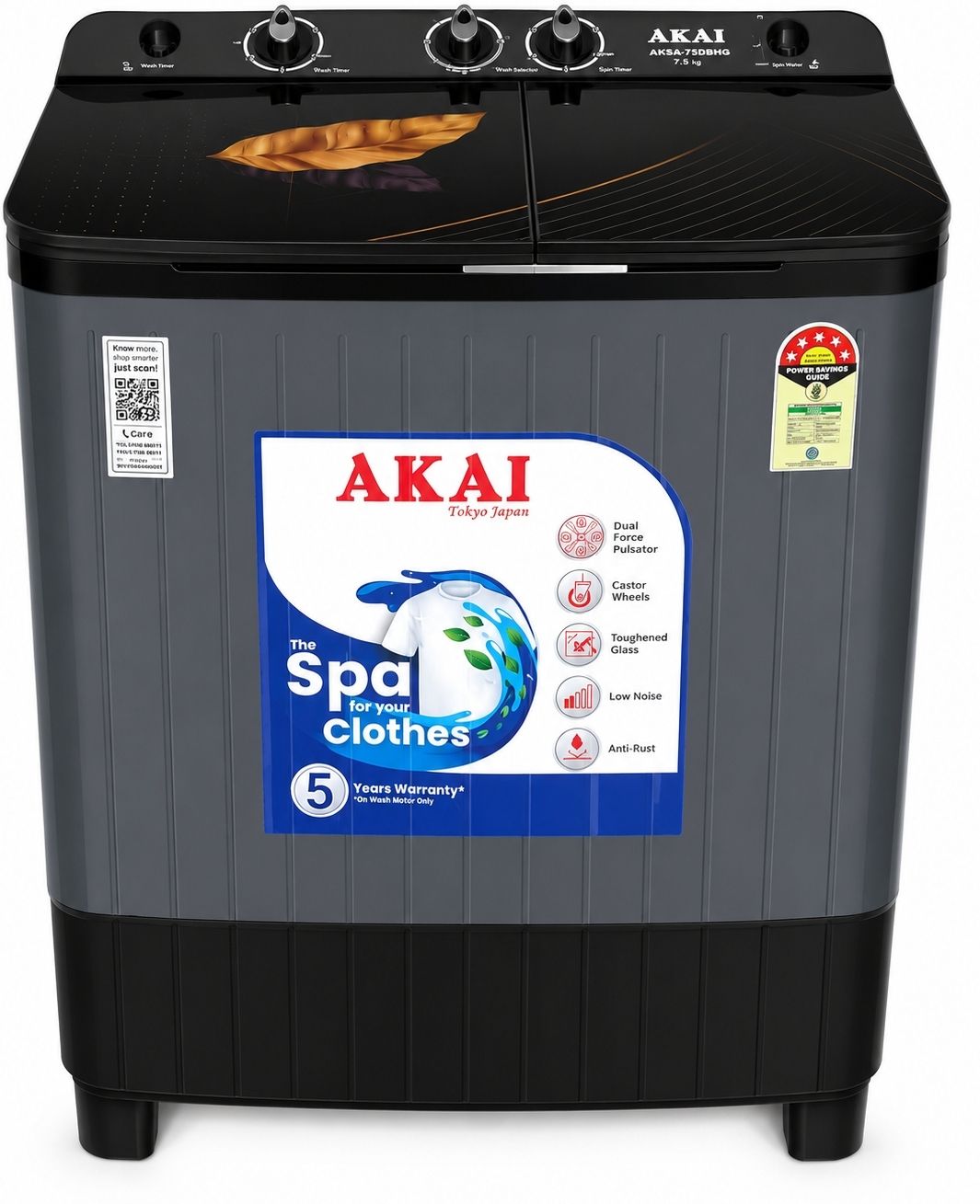 7.5 kg Semi Automatic Top Load Grey, Black-image-39