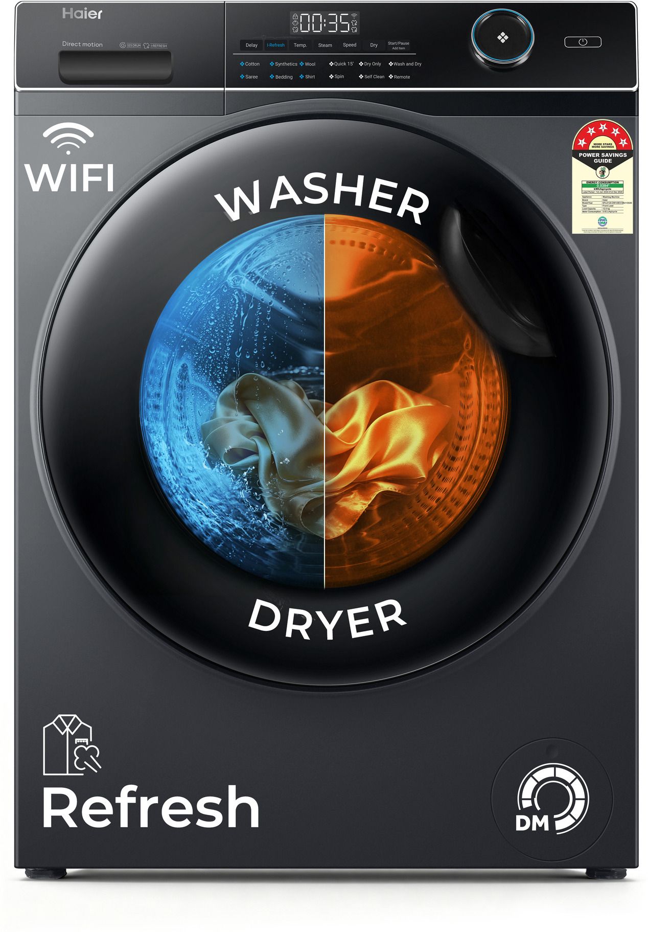 haier 12 kg Hygiene Refresh, 525 mm Super Drum, Direct Motion Motor, Inbuilt Heater, WiFi Enabled, Washer & Dryer Fully Automatic Front Load with In-built Heater Silver-picture-15