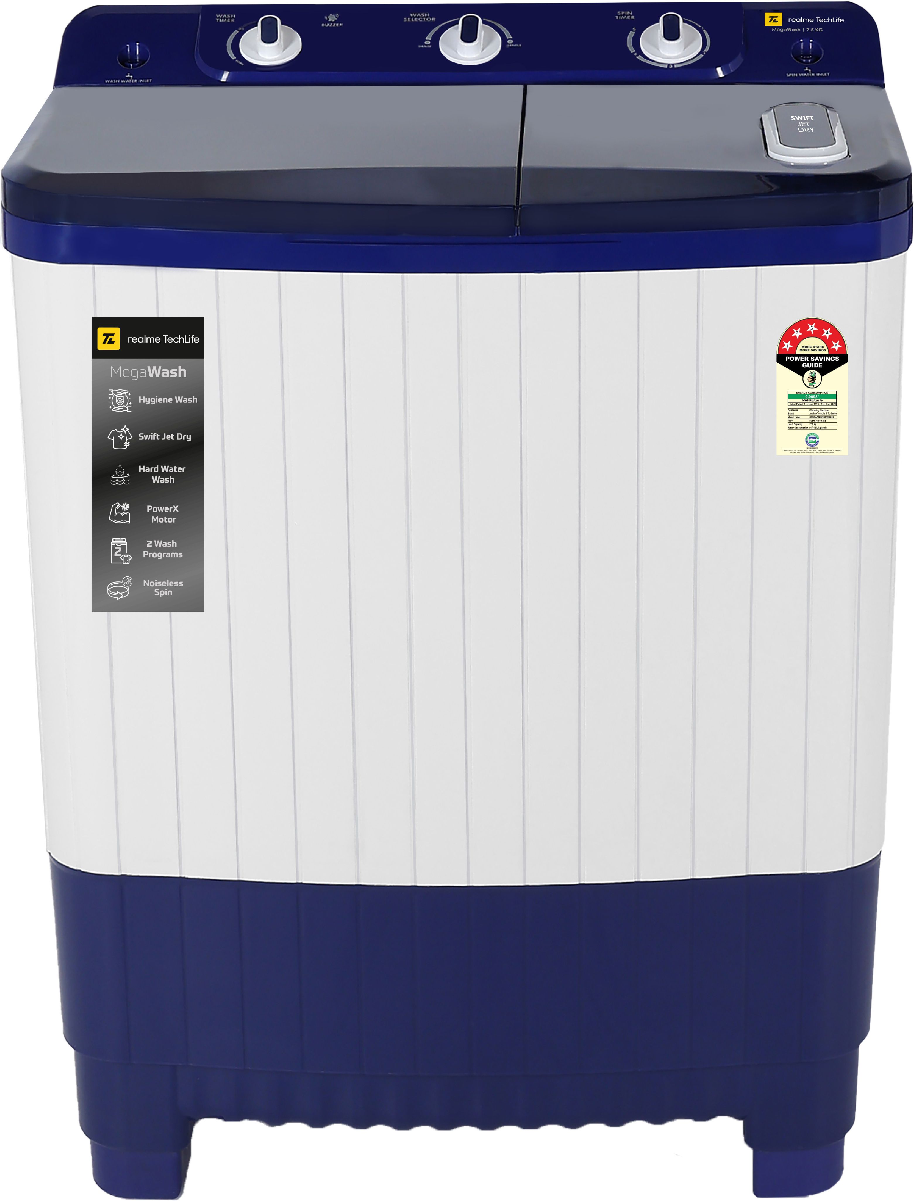 realme techlife 7.5 kg Semi Automatic Top Load Blue, White-picture-20