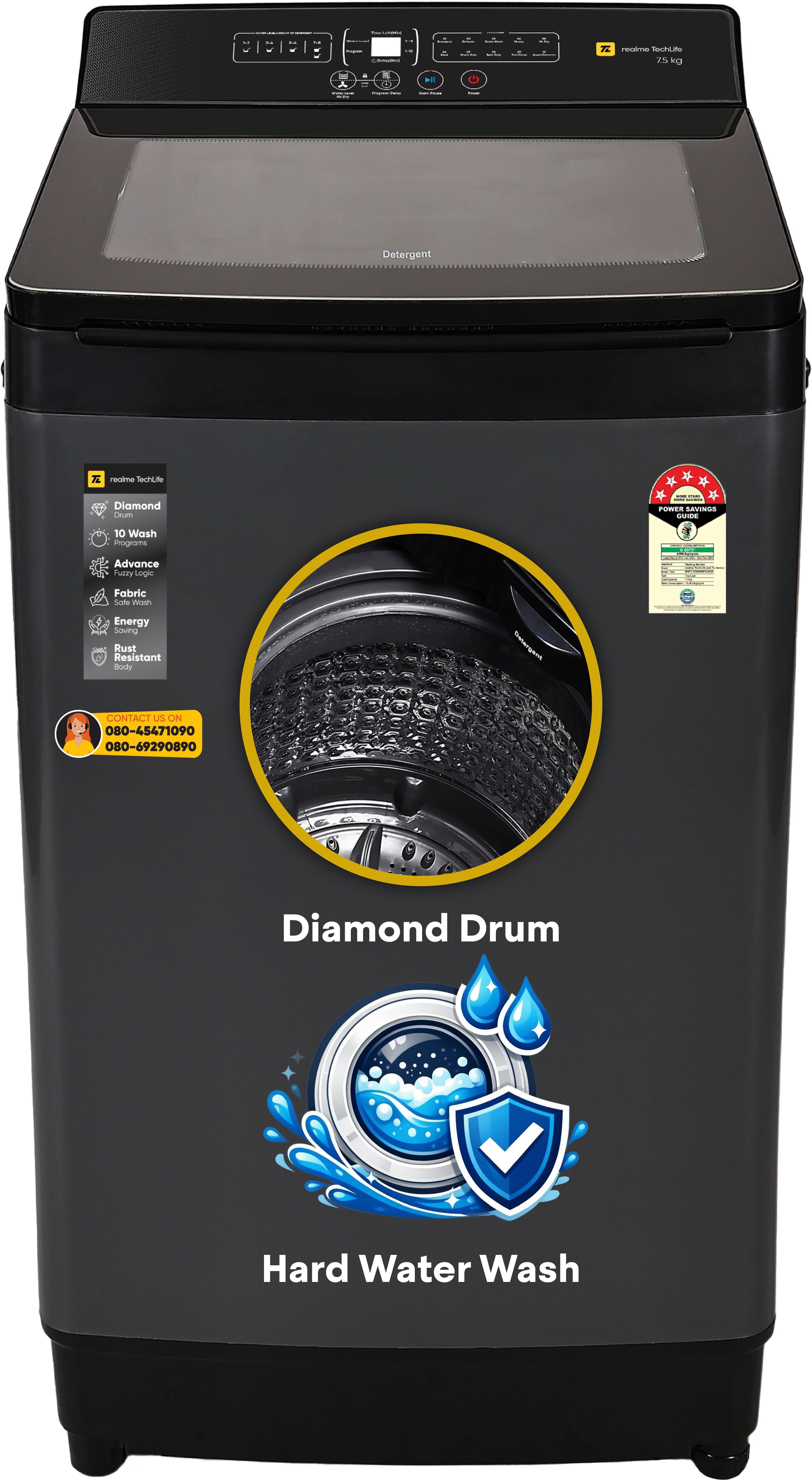 realme techlife 7.5 kg Star, Air Dry, Soft Closing Lid, Fully Automatic Top Load Grey-picture-17