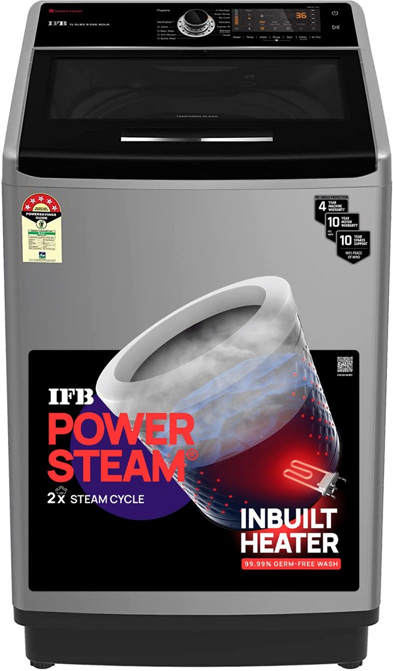 9 kg Aqua Conserve Power Dual Steam, Fully Automatic Top Load with In-built Heater Silver-image-47