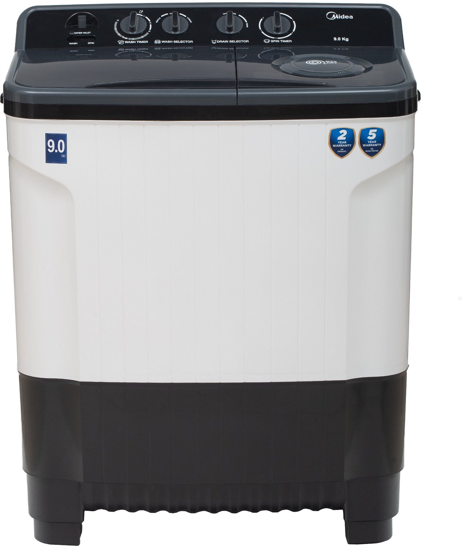 midea 9 kg Semi Automatic Top Load Black, White-picture-30