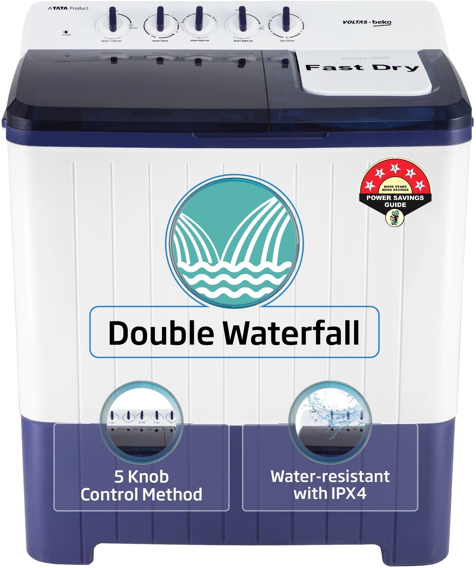 12 Kg Semi Automatic Top Load Blue, White