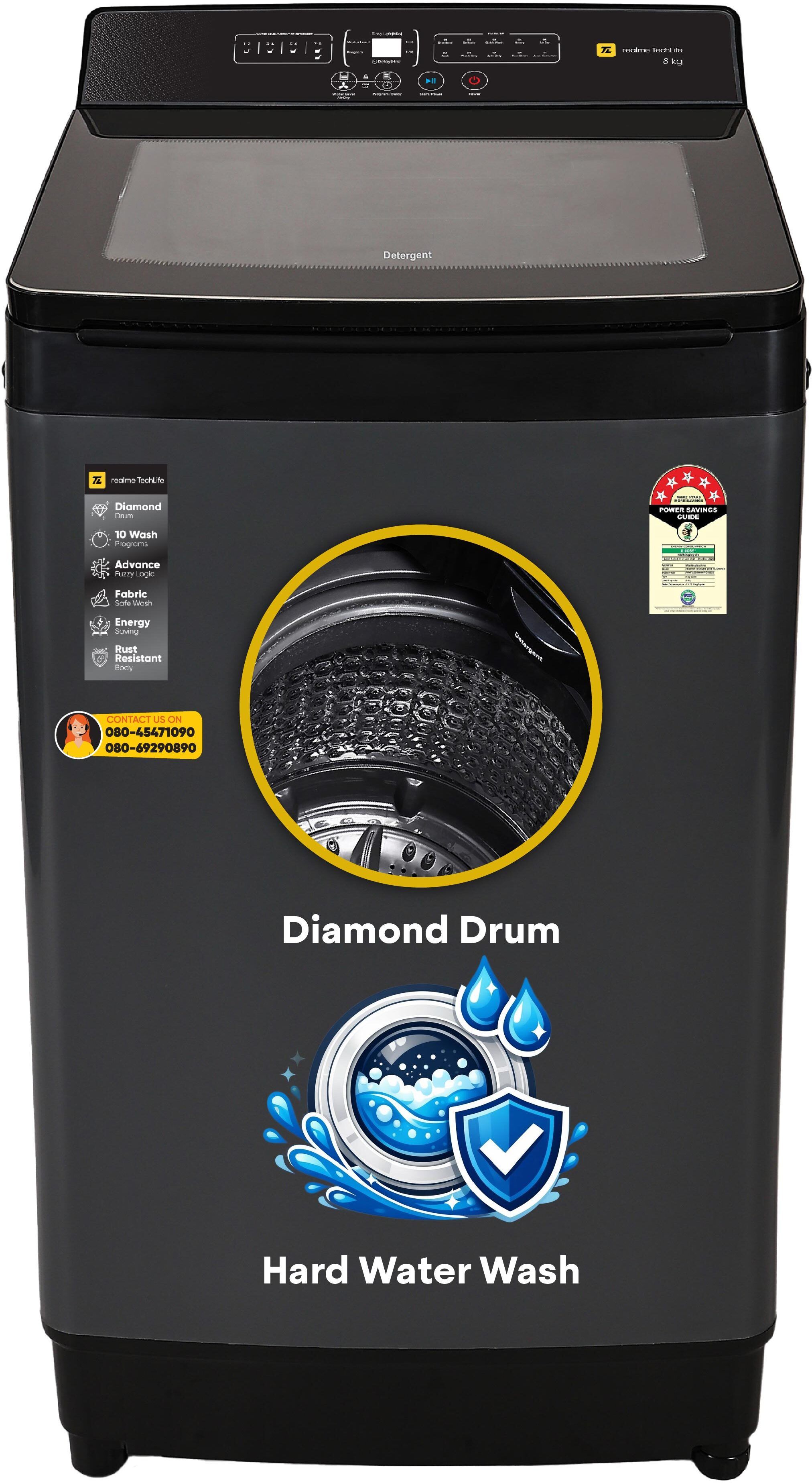 realme techlife 8 kg 5 Star, Air Dry, Hard Water Protection Fully Automatic Top Load Grey-picture-19