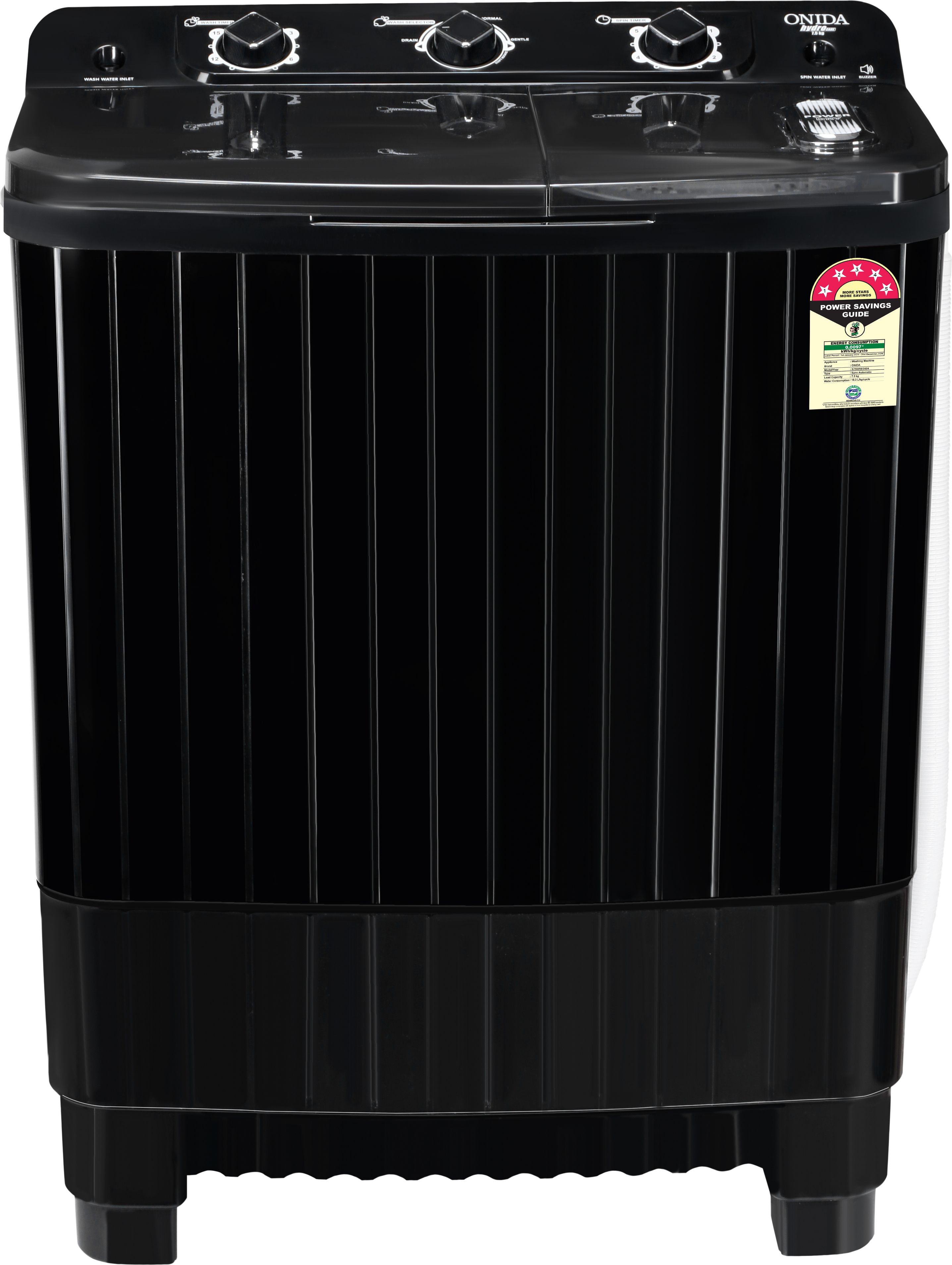onida 7.5 kg 5 Star Semi Automatic Top Load Black-picture-3