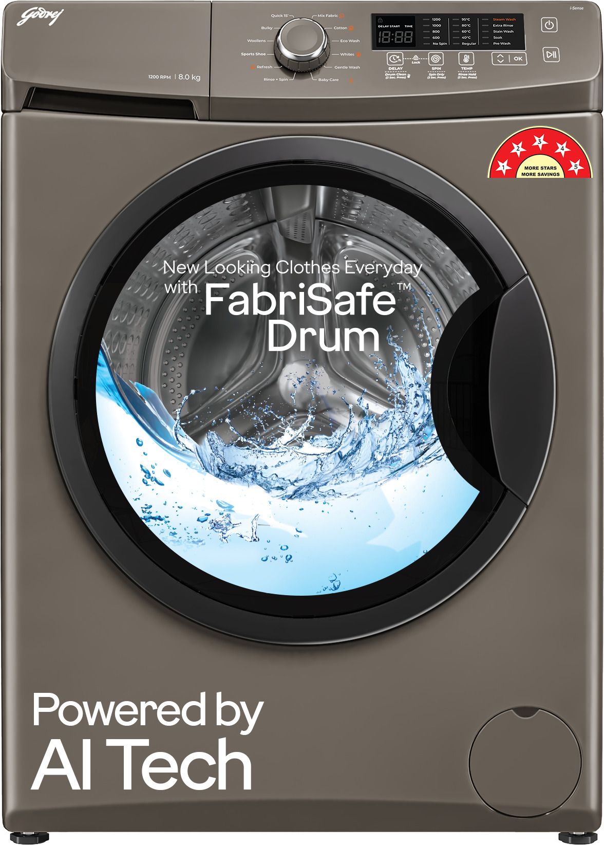 8 kg With AI Tech, Steam Wash, Fully Automatic Front Load Grey-image-0